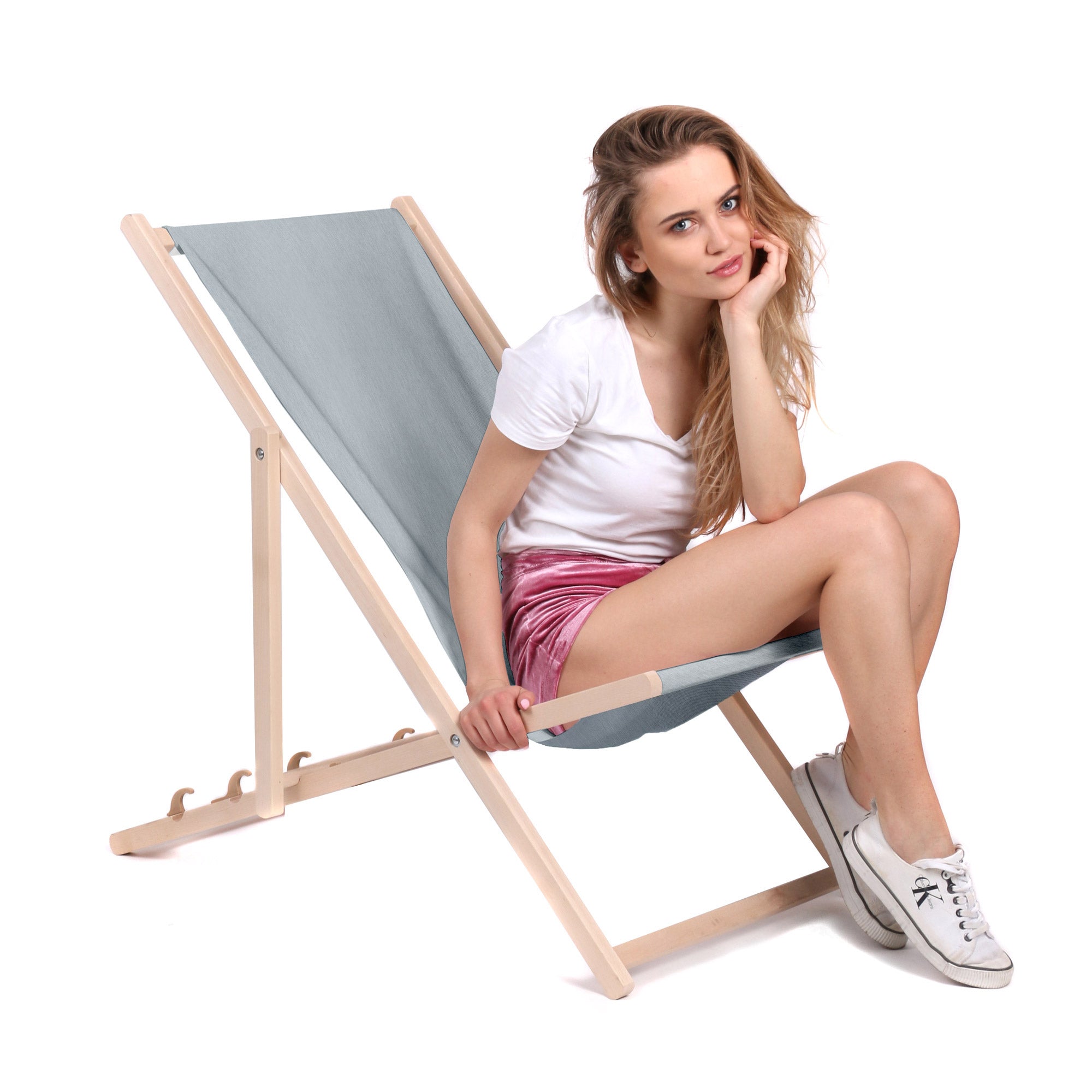 Liegestuhl aus Holz Imitation Jeans Moonlight Veil