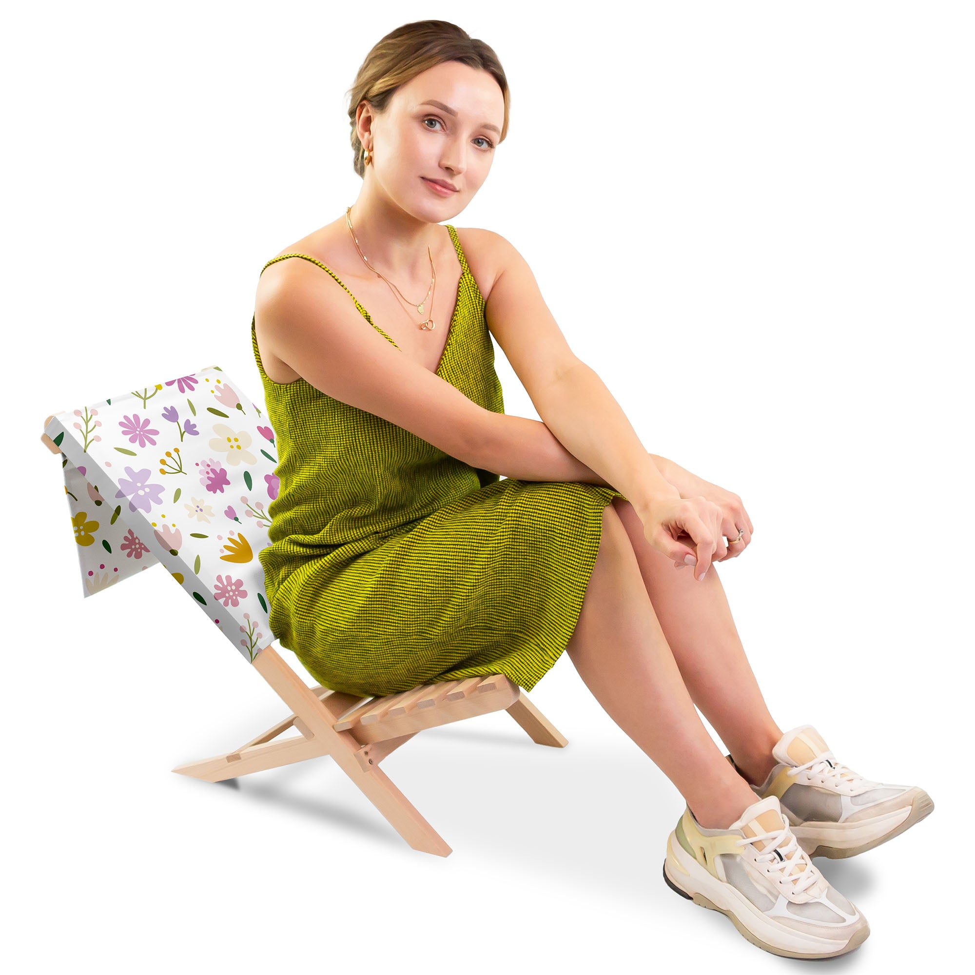 Folding Beach Chair Multicolored Flowers