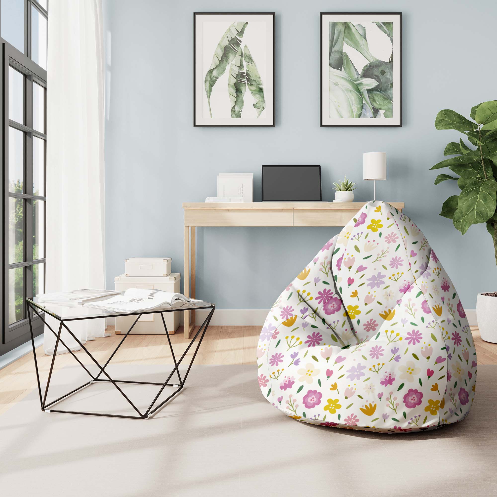Puf Pearshape Multicolored Flowers