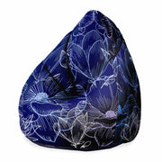 Puf Pearshape Navy Flowers-Velvet