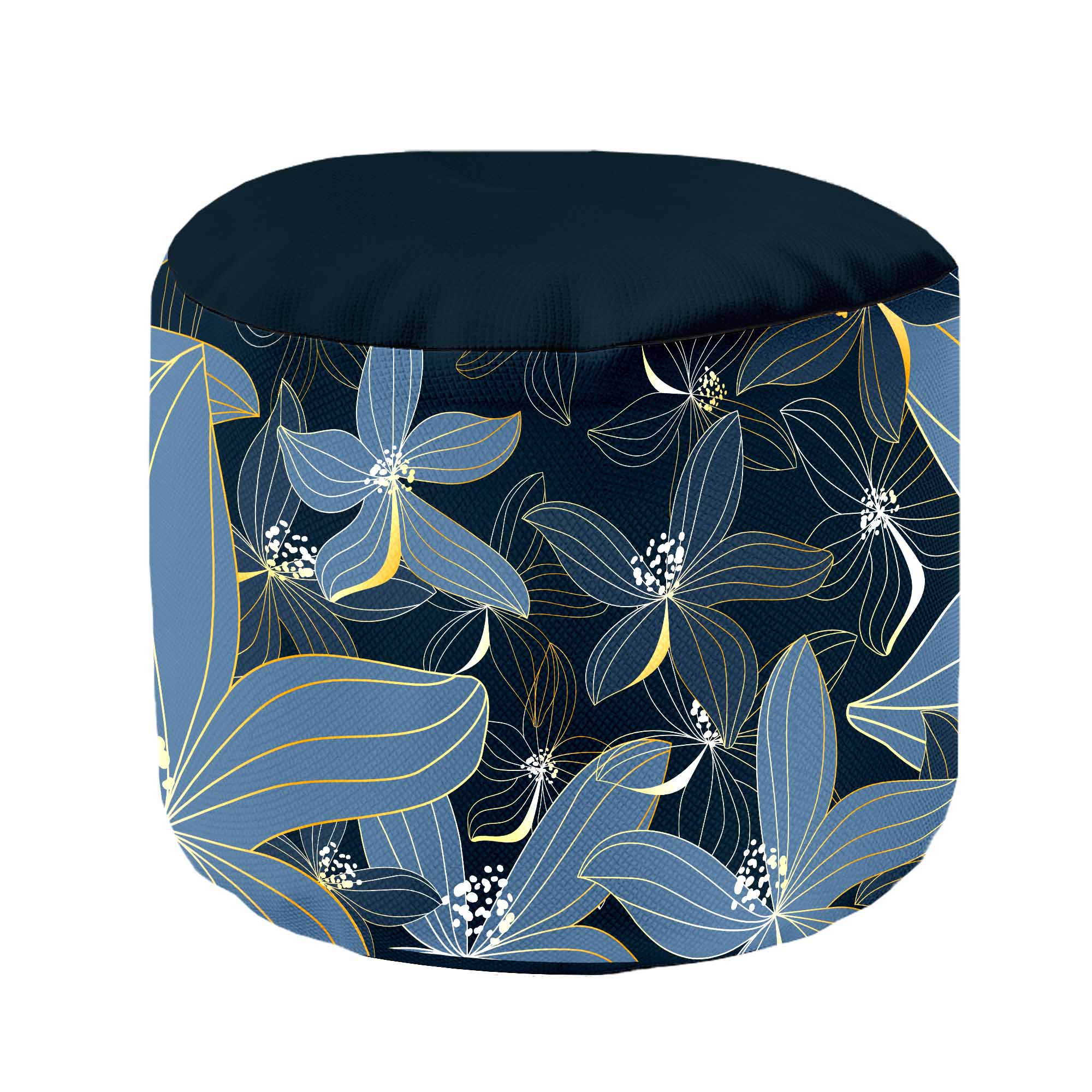 Round Pouf Footstool Navy Night