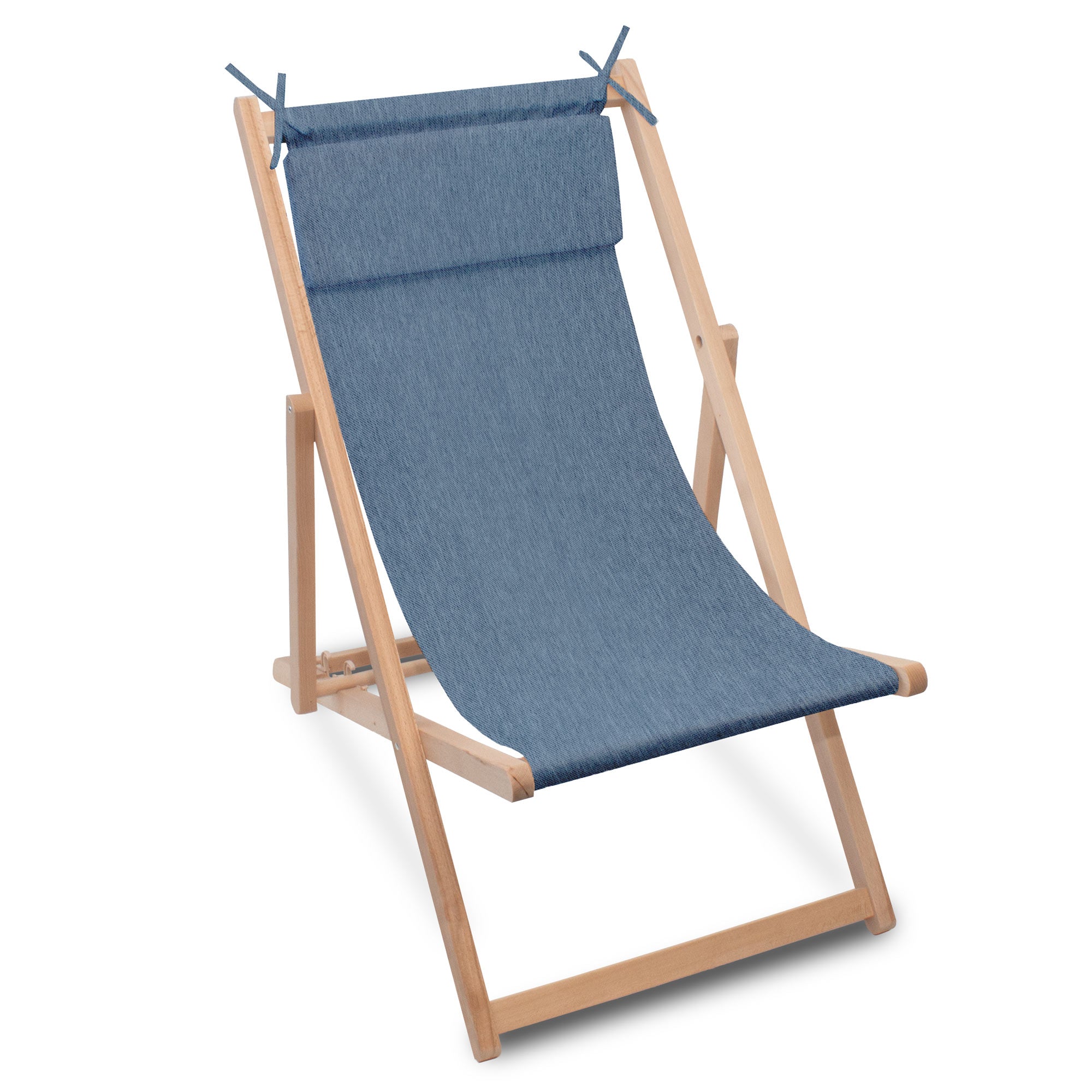Holzliegestuhl mit Kissen Jeans-Imitat Nordic Blue