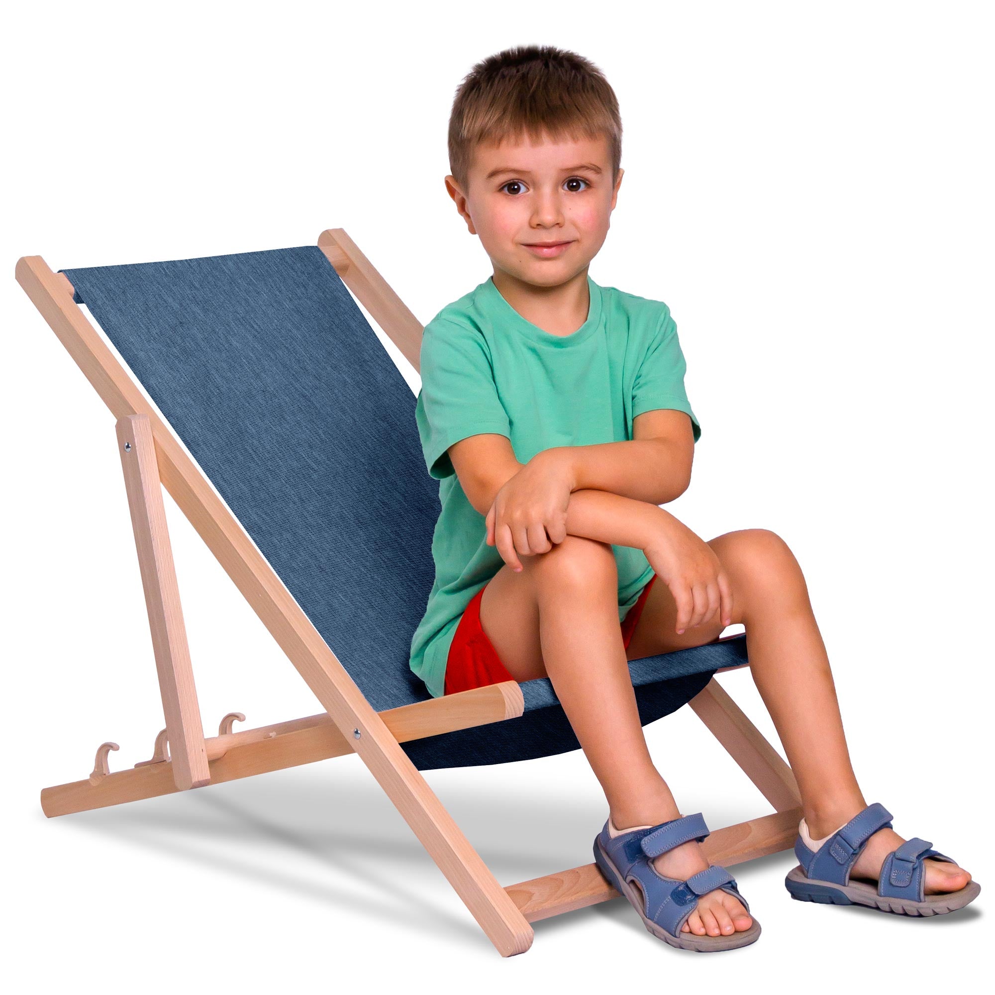 Liegestuhl aus Holz Imitation Jeans Nordic Blue