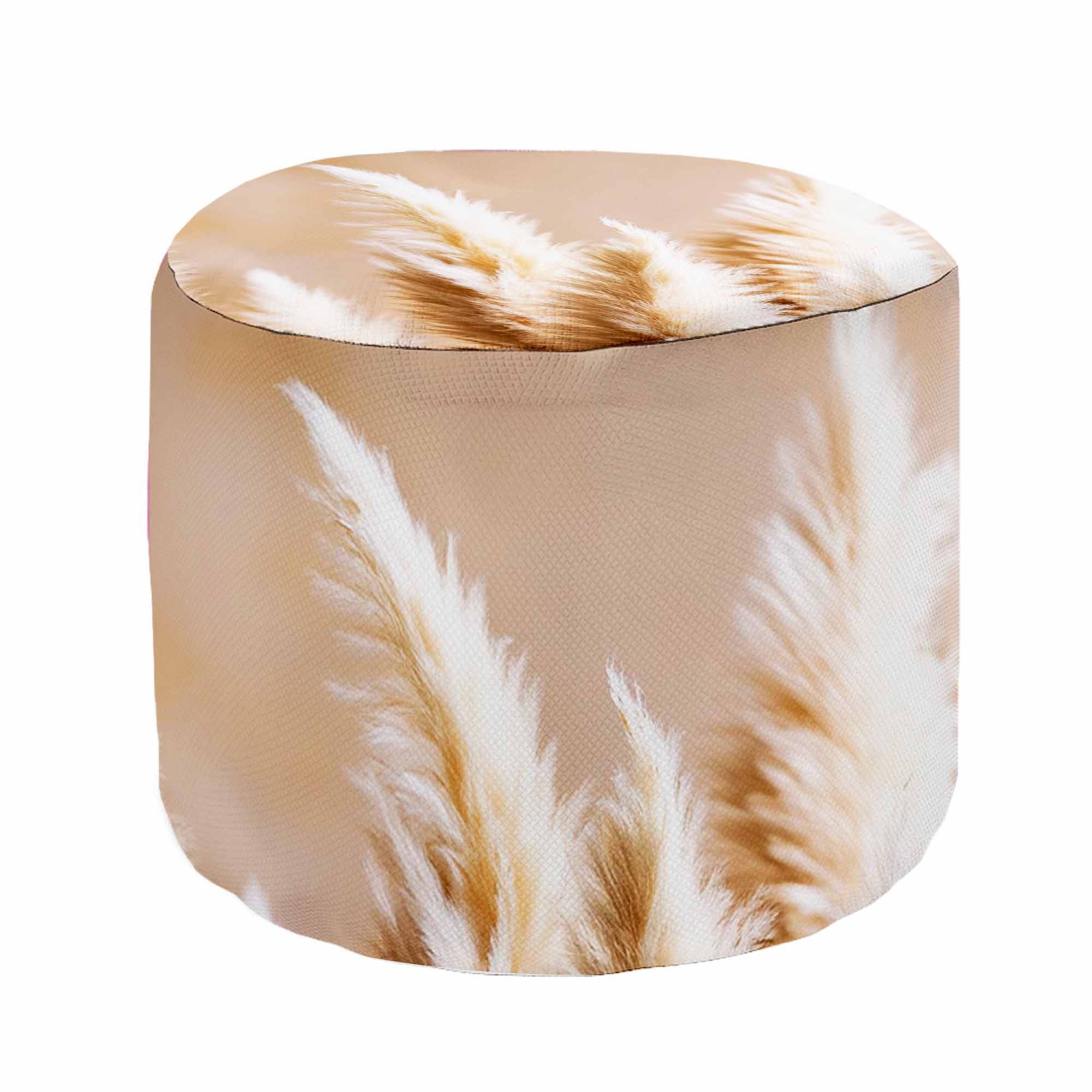 Round Pouf Footstool Pampas Grass