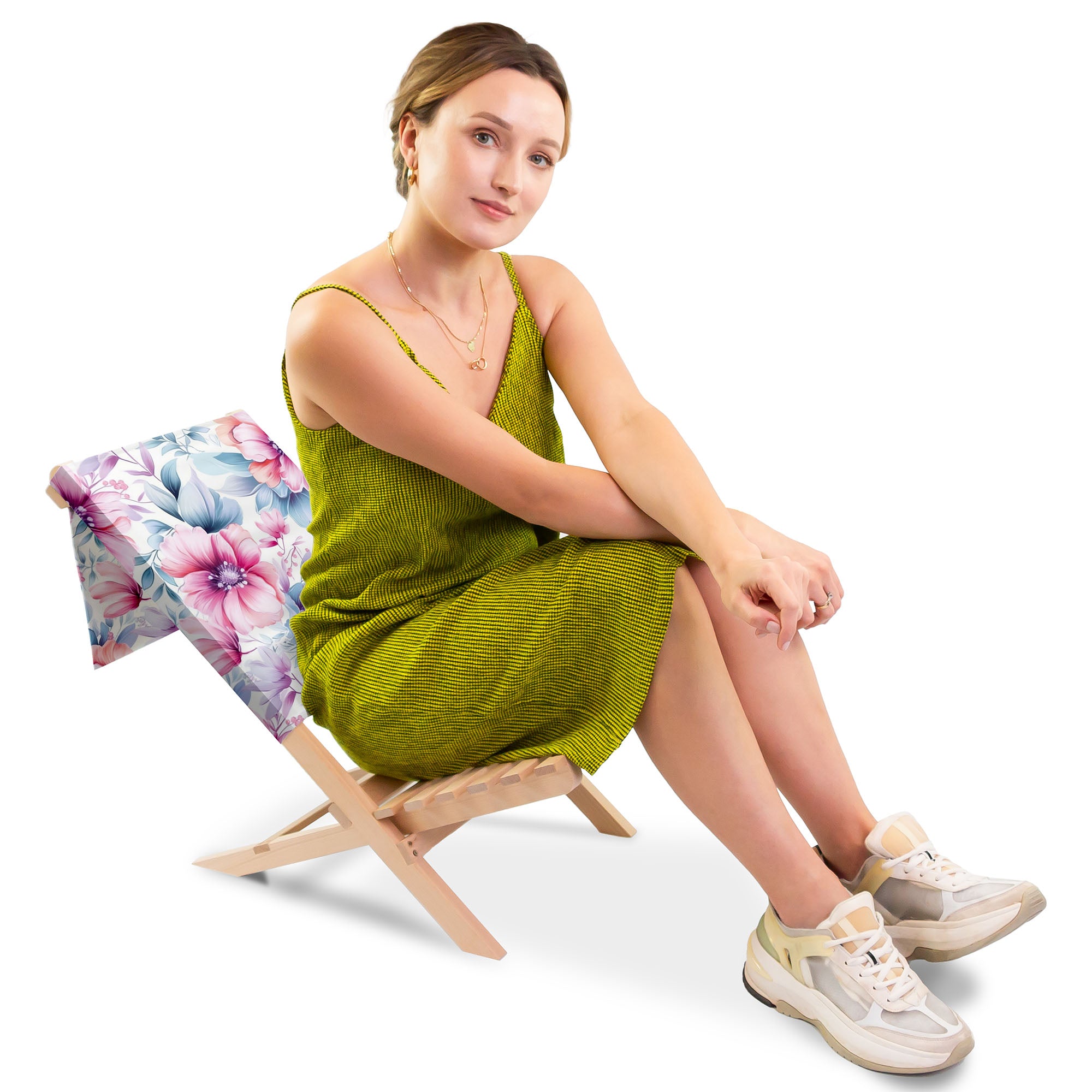 Folding Beach Chair Pastel Flowers
