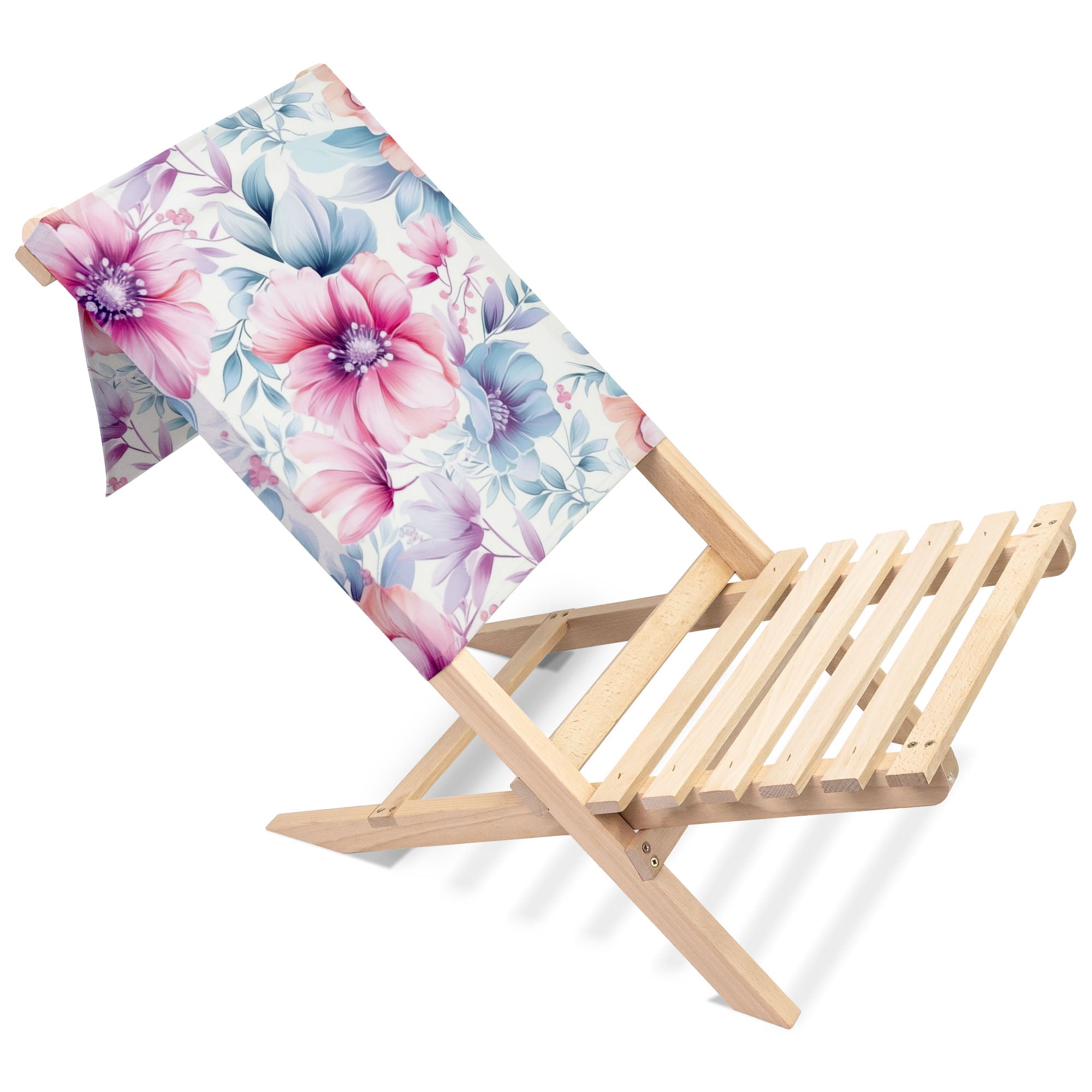 Folding Beach Chair Pastel Flowers