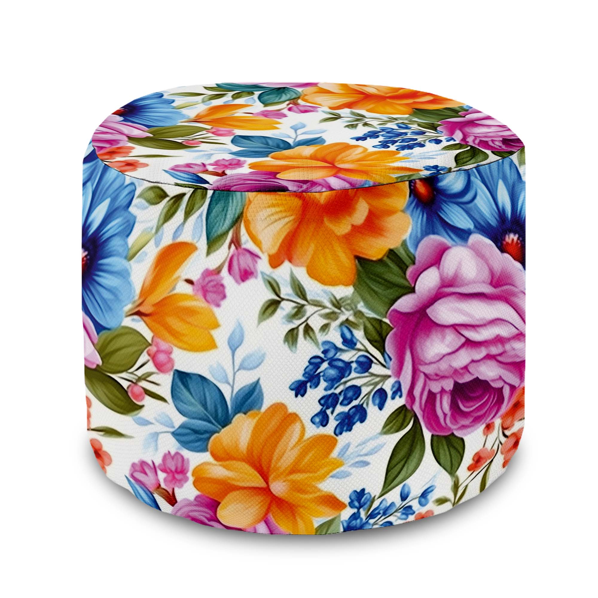 Round Pouf Footstool Petals in the Sun