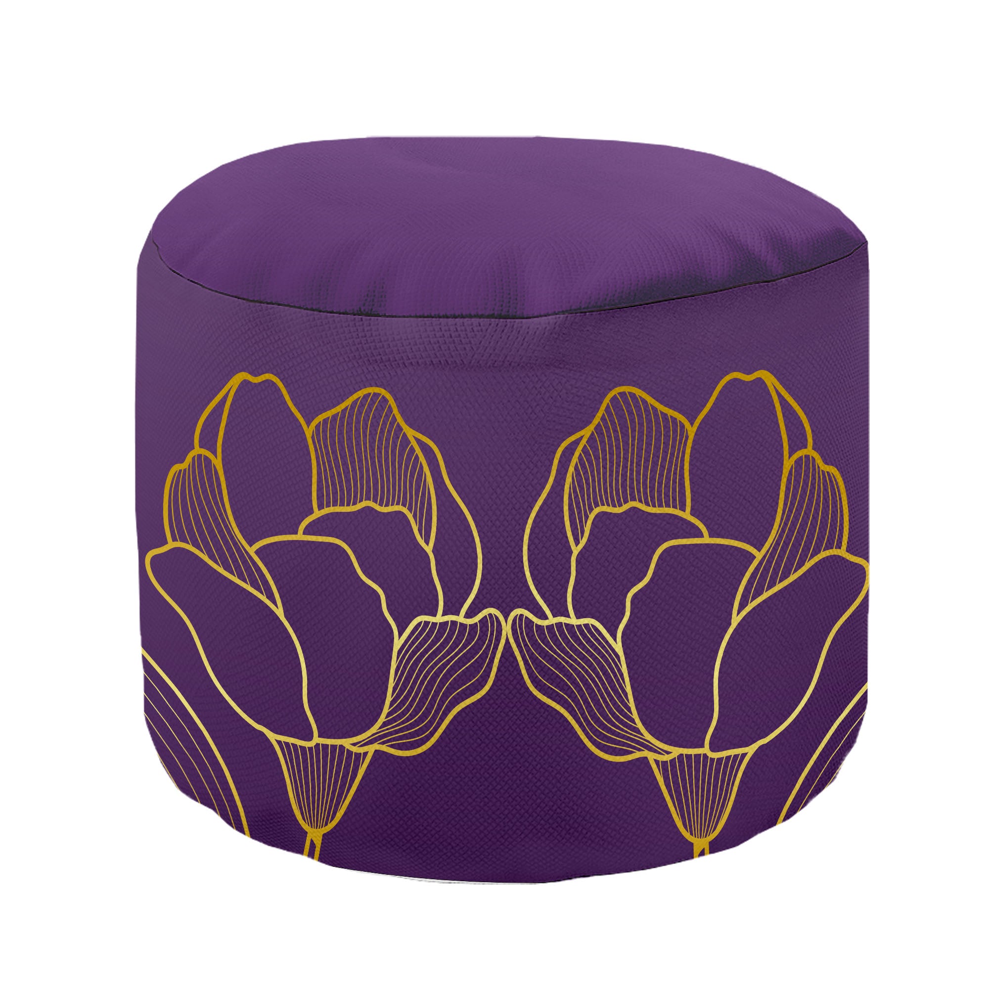 Round Pouf Footstool Purple Amazing