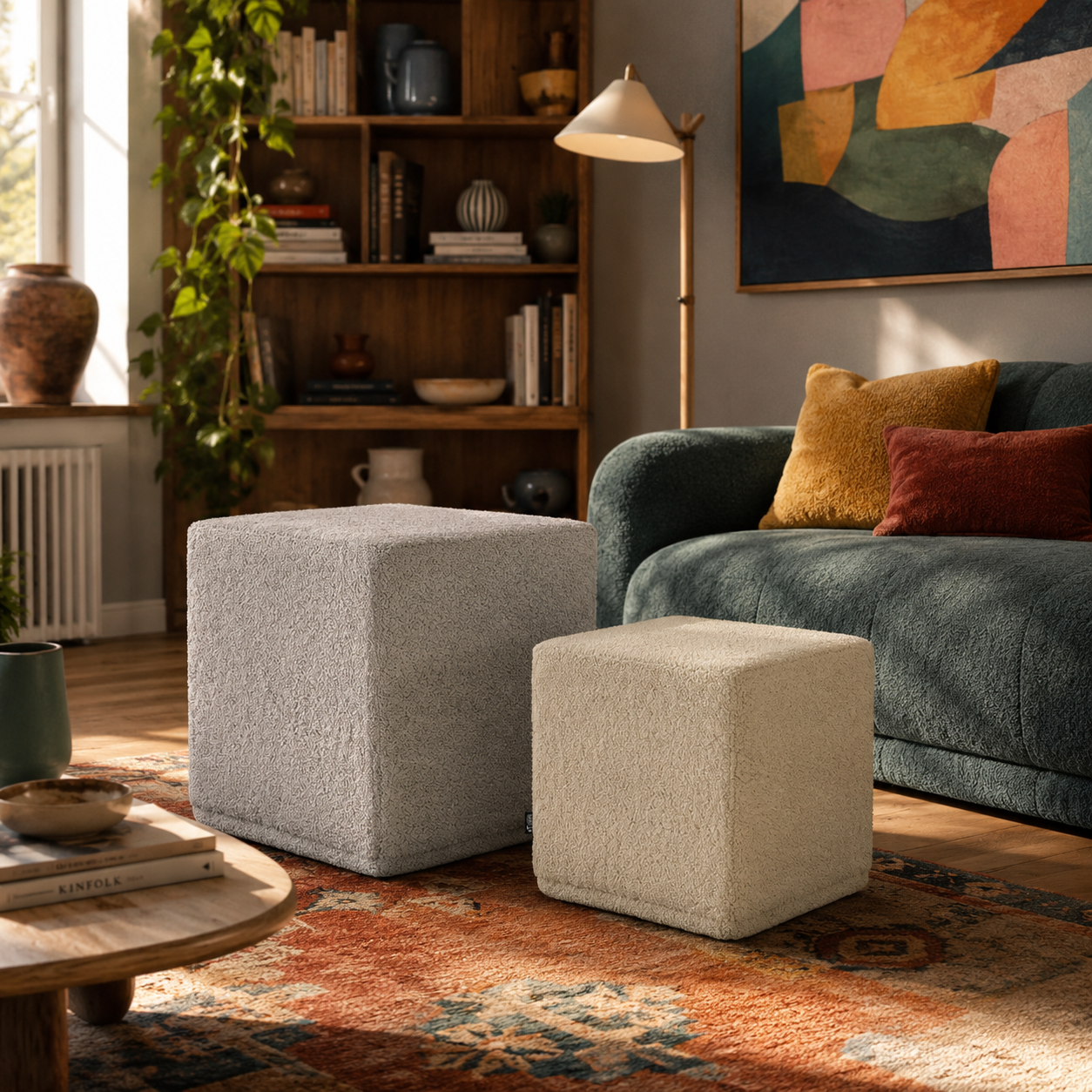 Sitzpouf Qubik Braunbär-50x50 CM