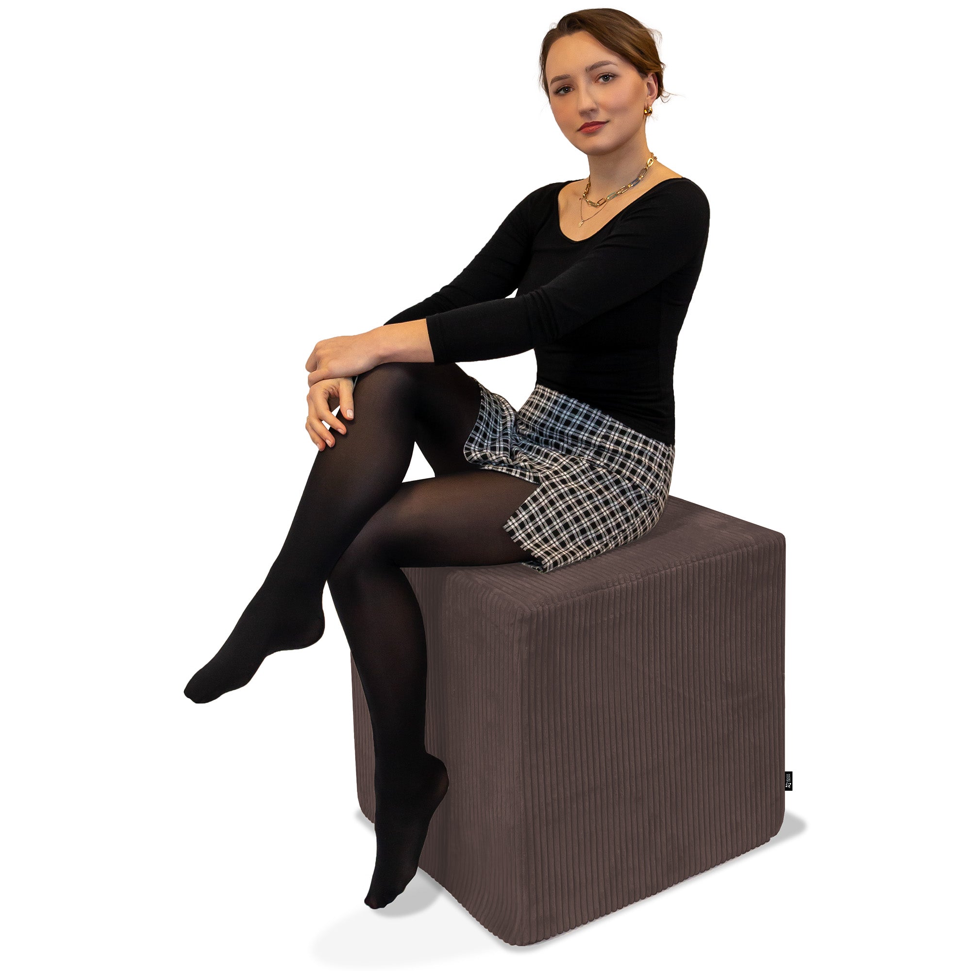 Qubik Roasted Cocoa Pouf-50x50 CM
