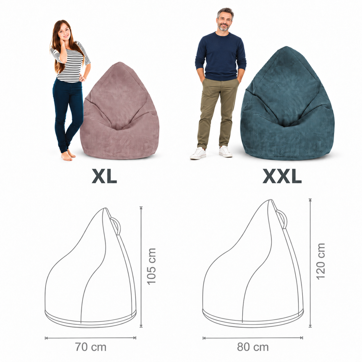 Sitzsack Birnenform Skandinavische Natur-M-Samt