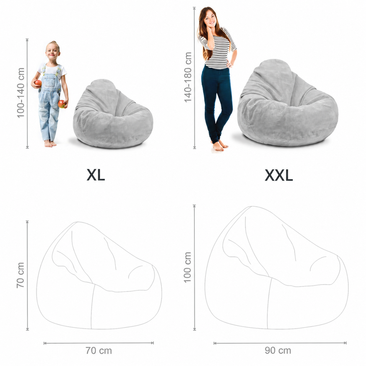 Sitzsack Paradise mit Fußstütze Lincoln