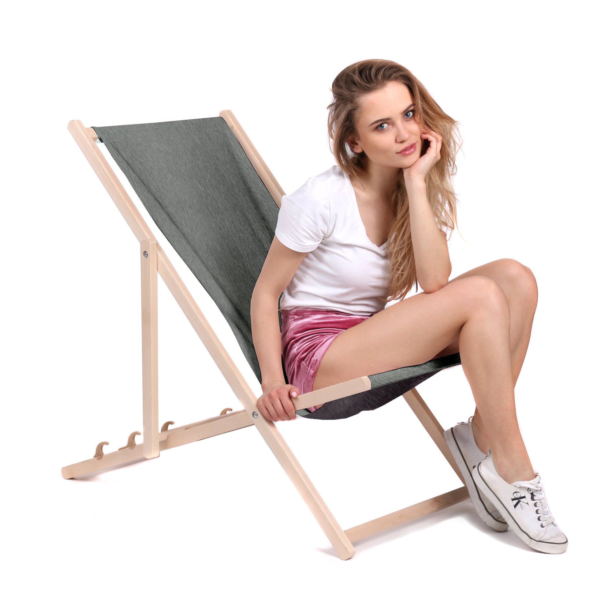 Holzliegestuhl Jeans-Imitat Sandy Dune-S