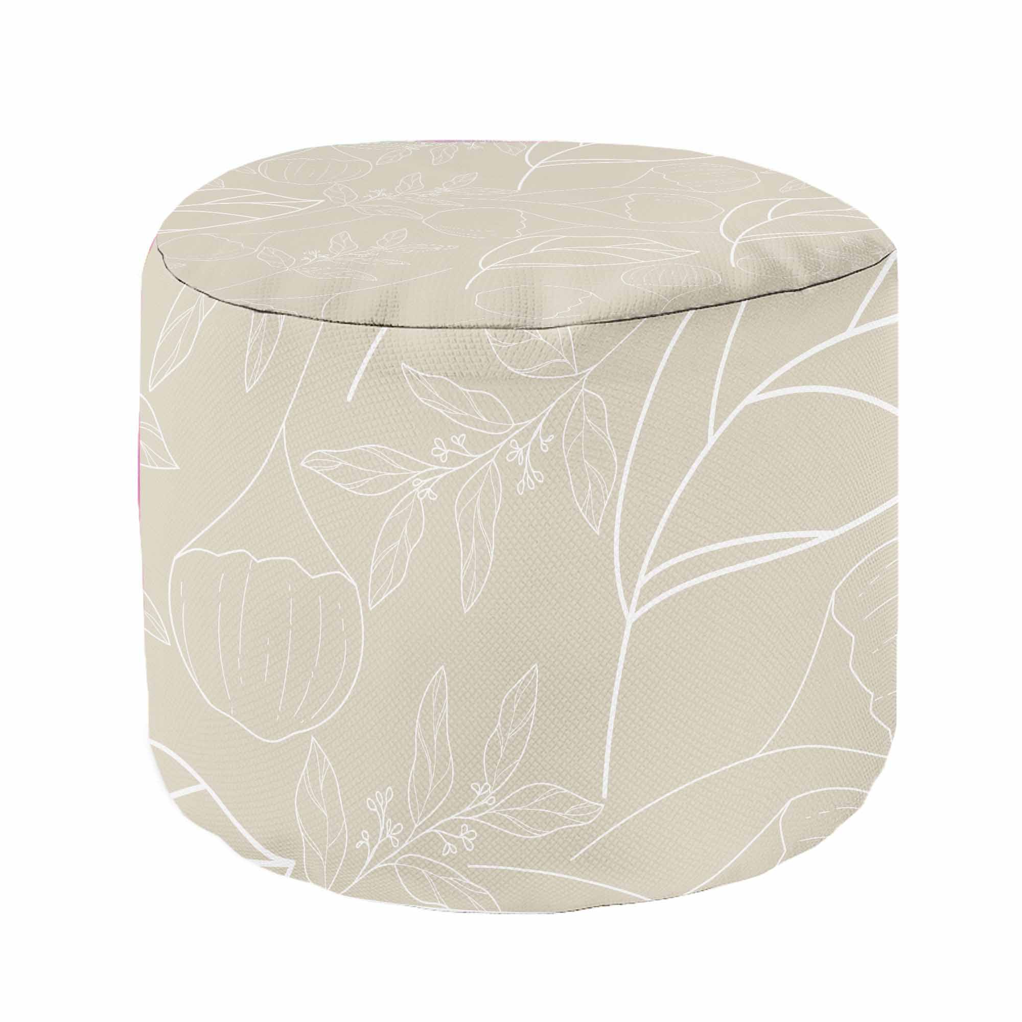 Round Pouf Footstool Scandinavian Nature