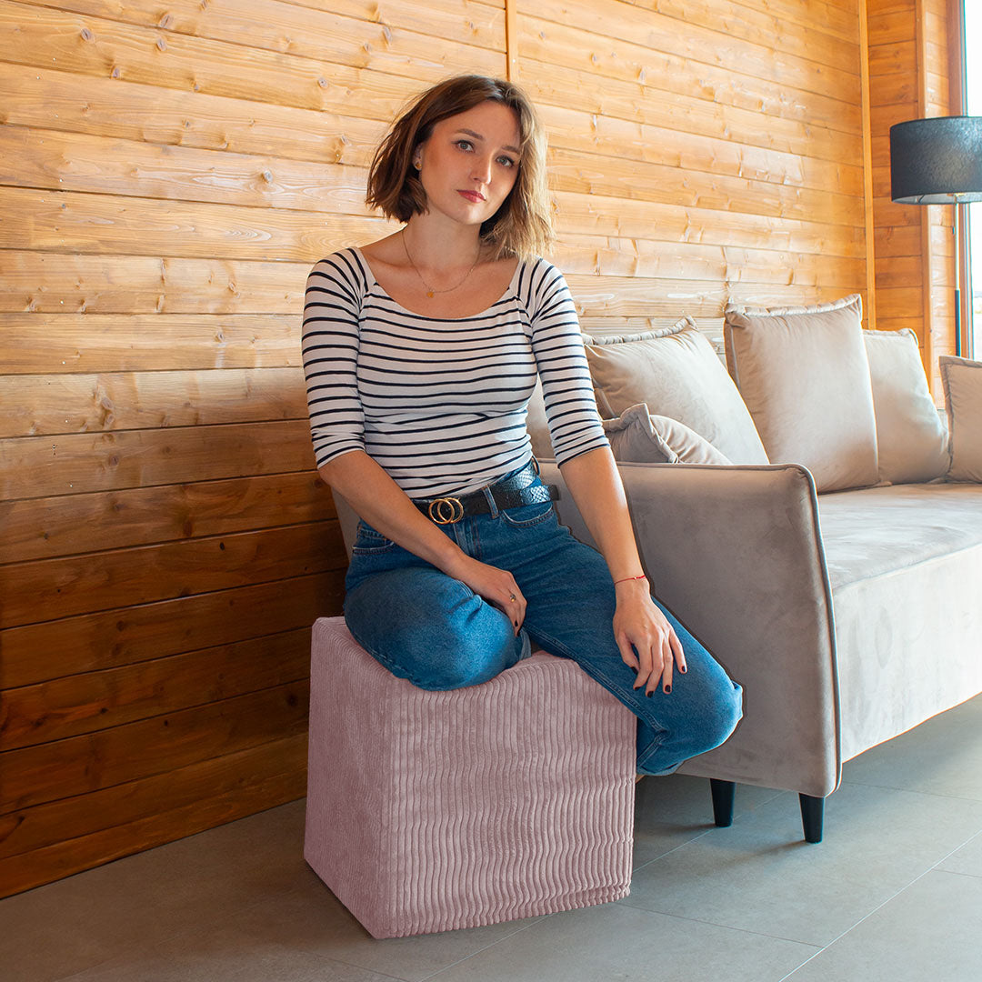 Sitzpouf Qubik Silberrosa
