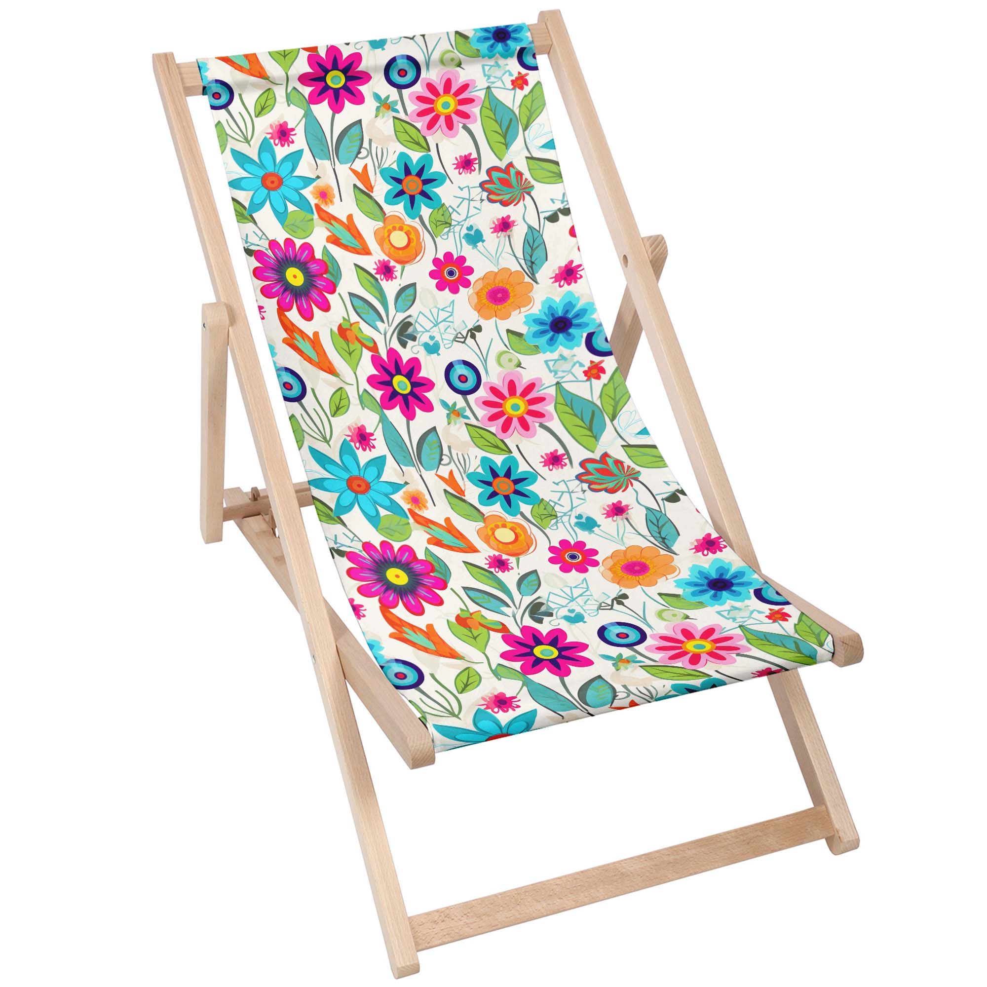 Holzliegestuhl Kleine Frühlingsblumen-M