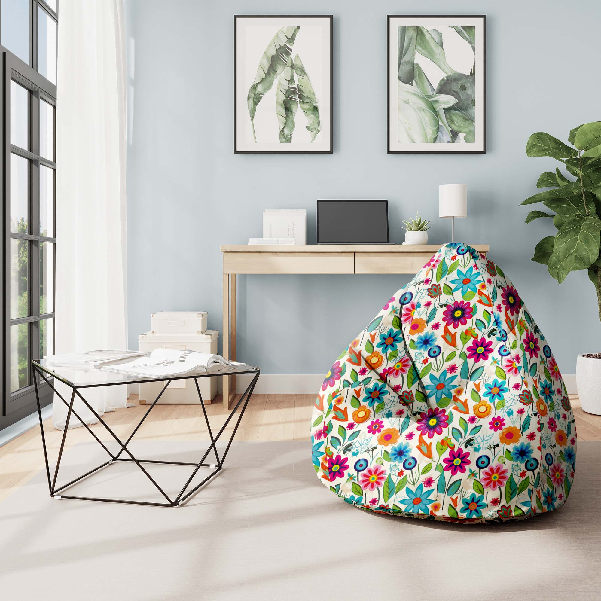 Pearshape Pouf Small Spring Flowers
