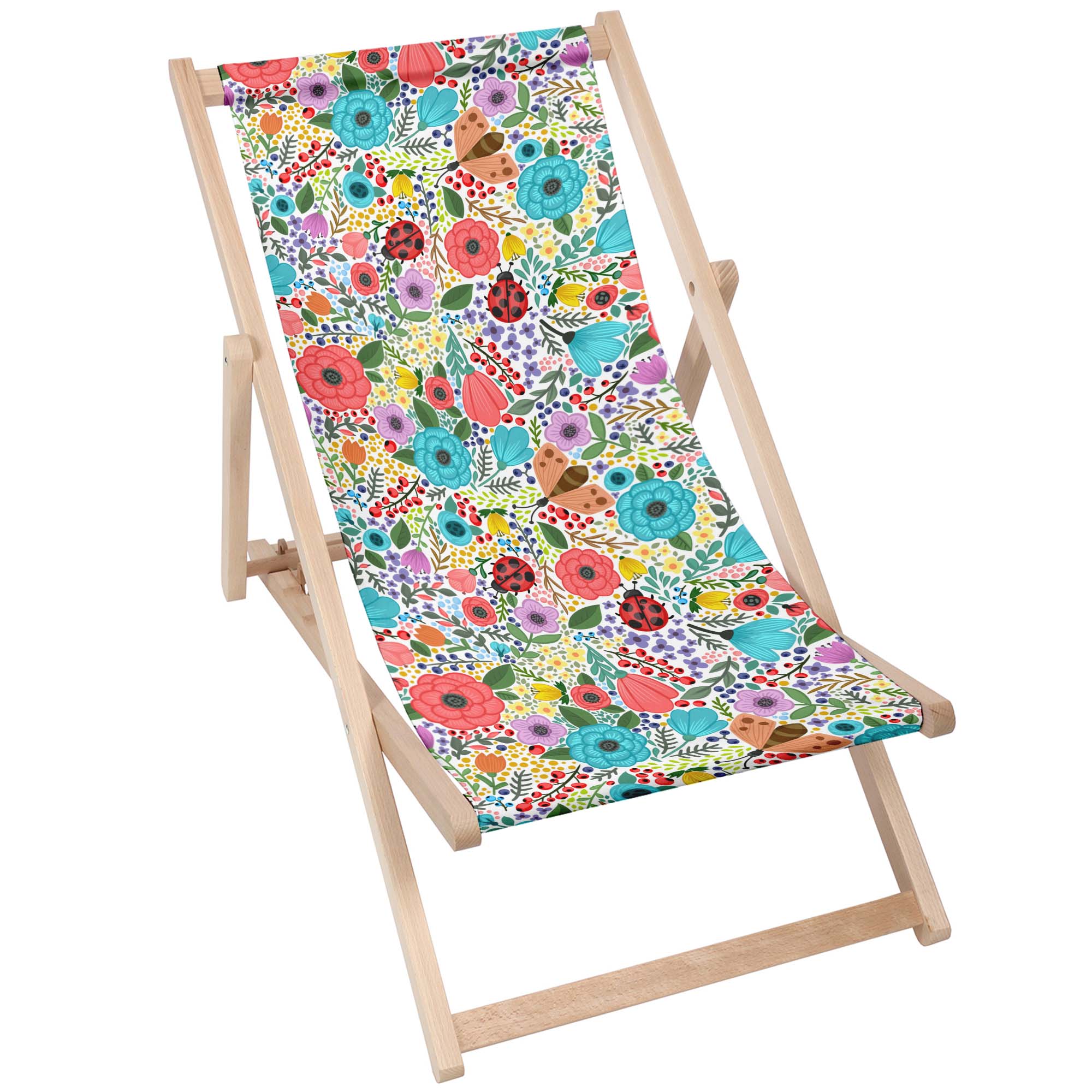 Holzliegestuhl Frühlingsblumen-S