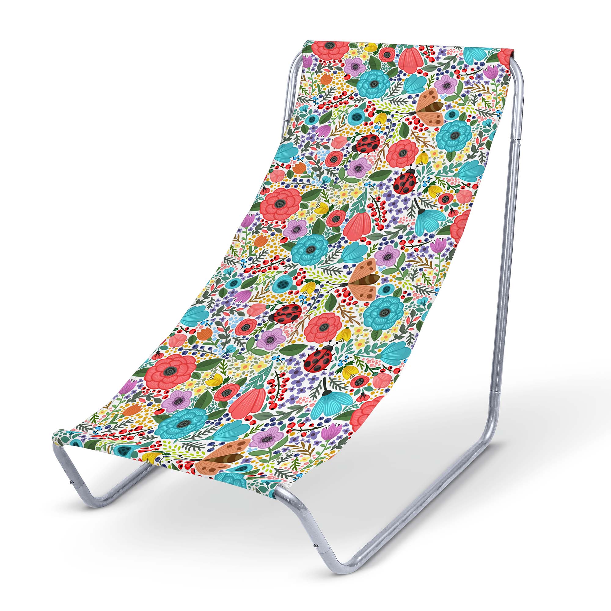 Metal Deck Chair Spring Flowers