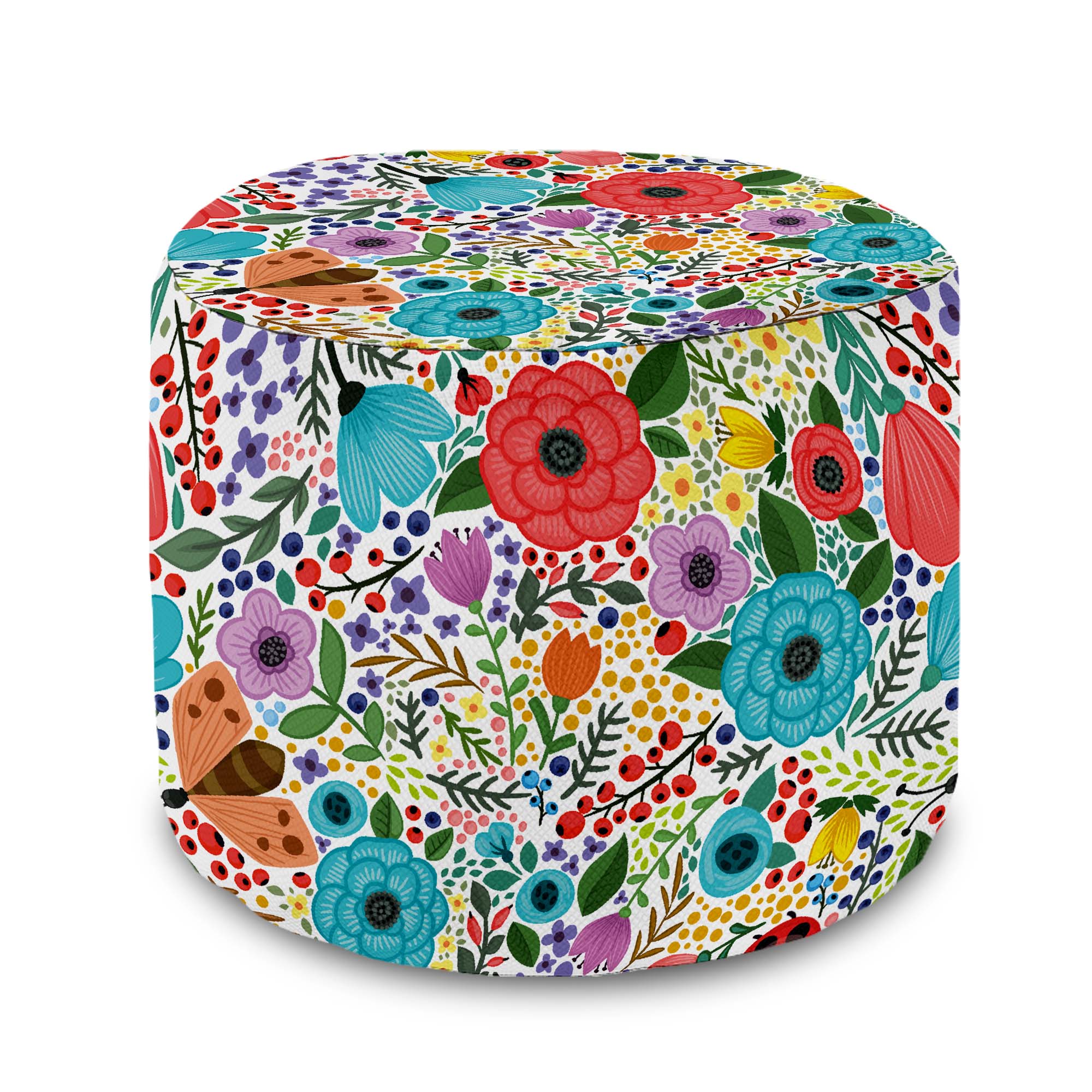 Runder Hocker Fußhocker Spring Flowers