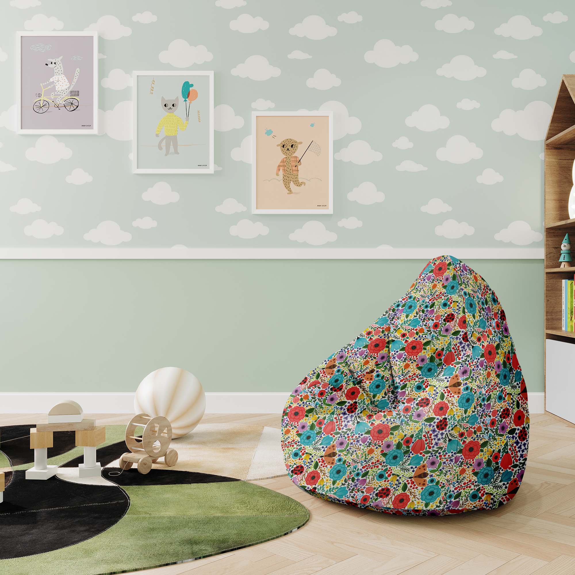 Puf Pearshape Spring Flowers-M-Oxford