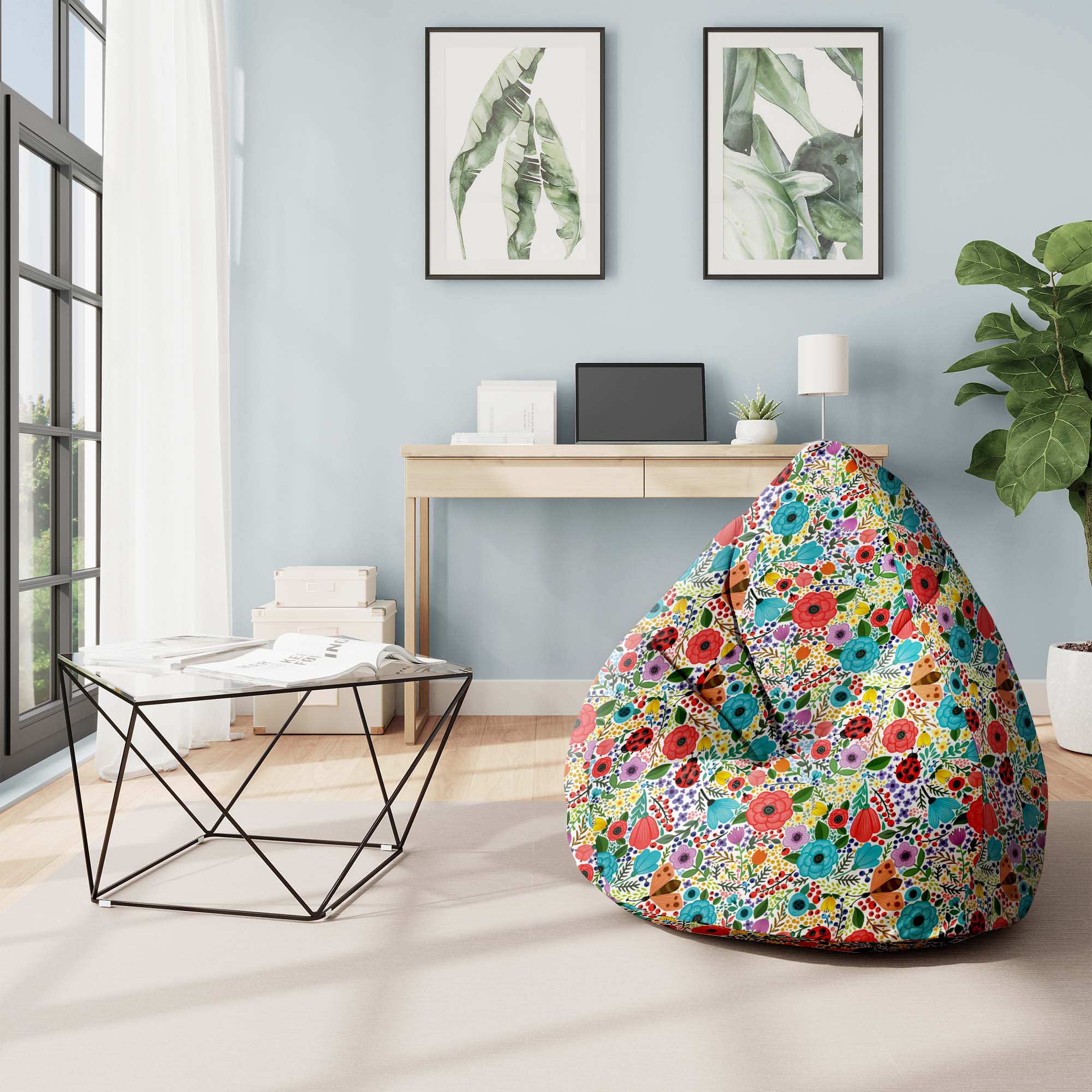 Puf Pearshape Spring Flowers-M-Oxford