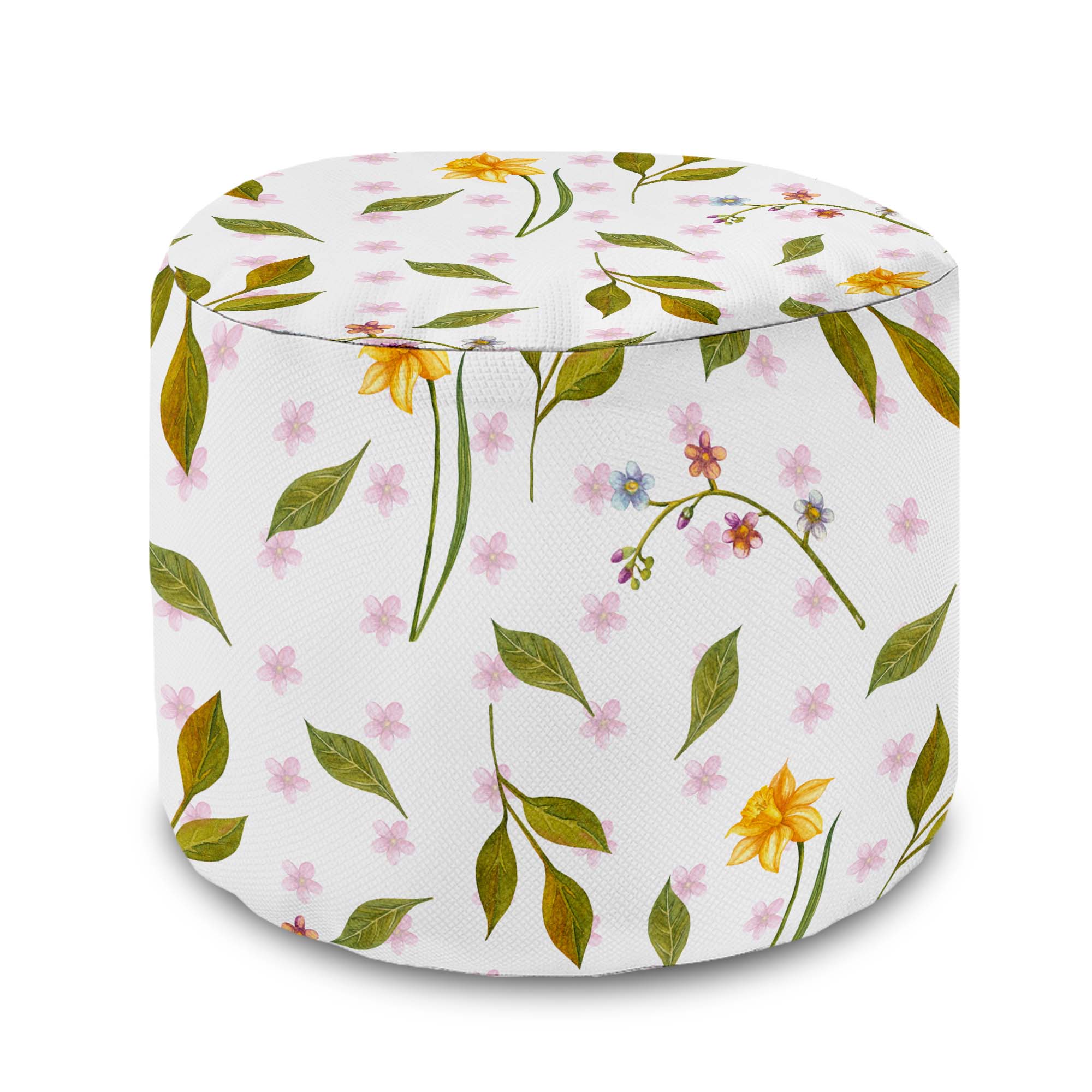 Round Pouf Footstool Spring Pattern