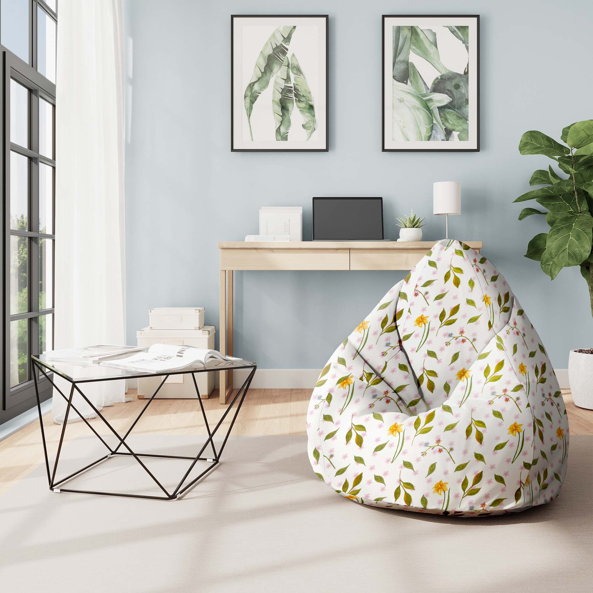 Pearshape Pouf Spring Pattern-S-Velvet
