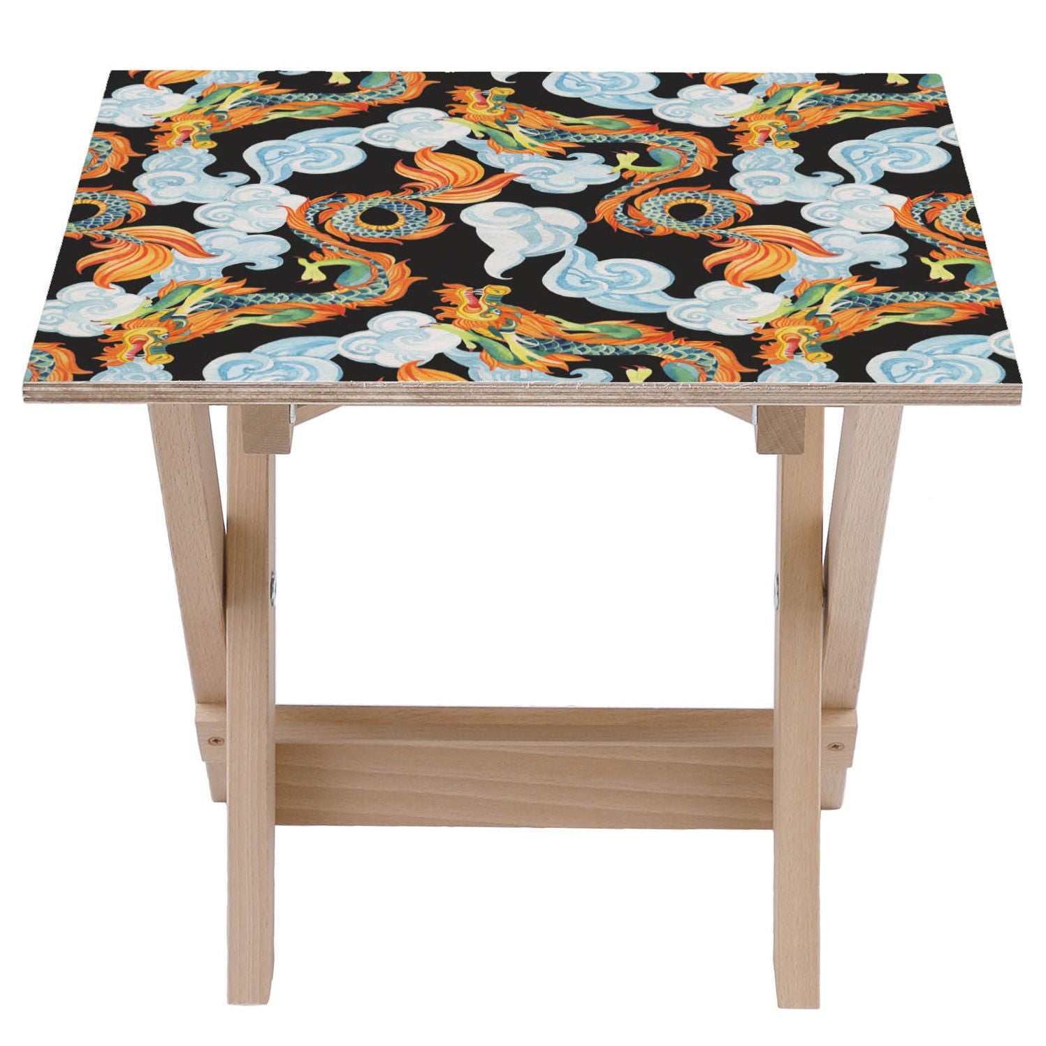 Holztisch Chinesische Drachen-50x50 CM