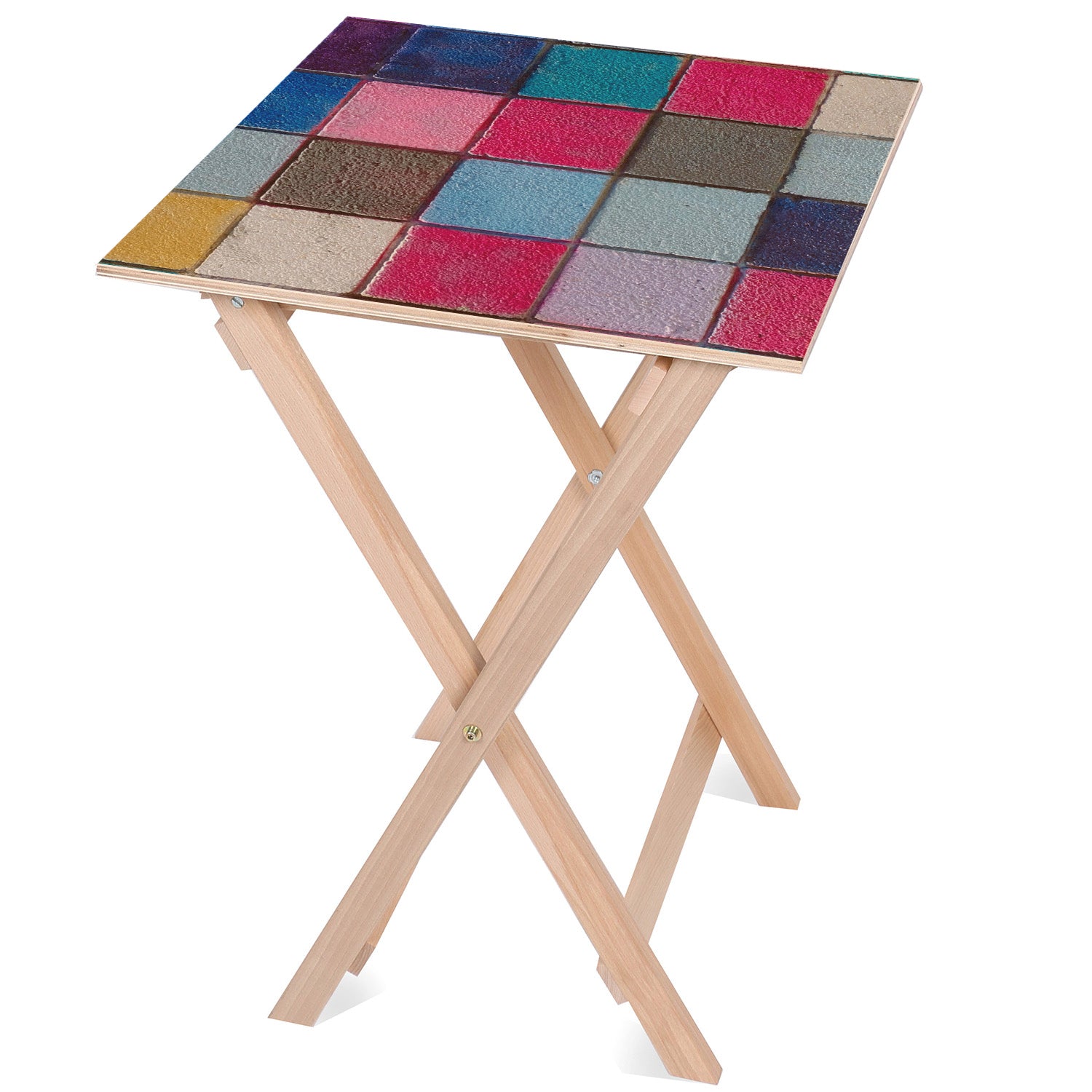 Holztisch Colored Check-50x50 CM
