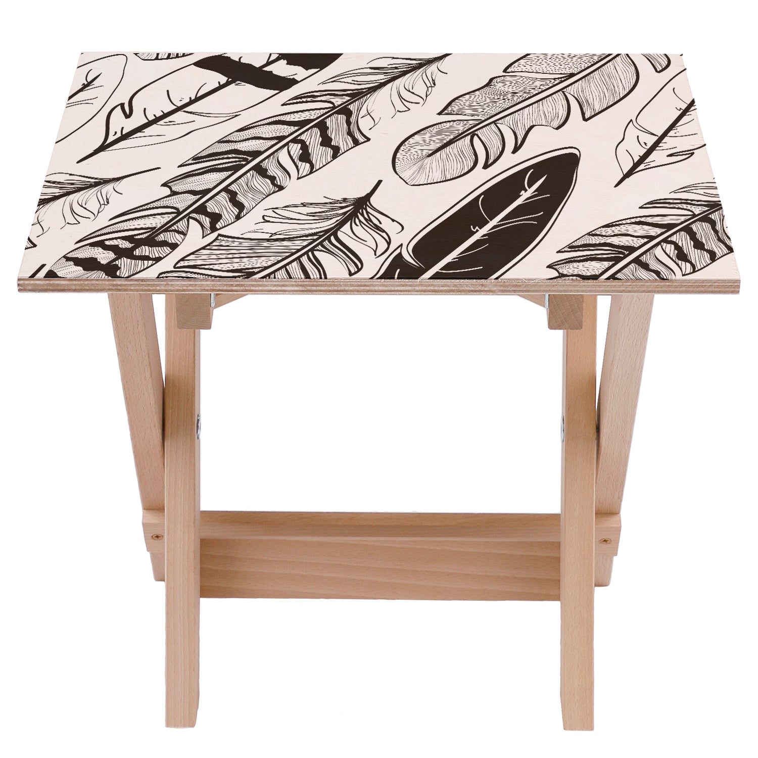 Holztisch Schwarz-weiße Federn-30x40 CM
