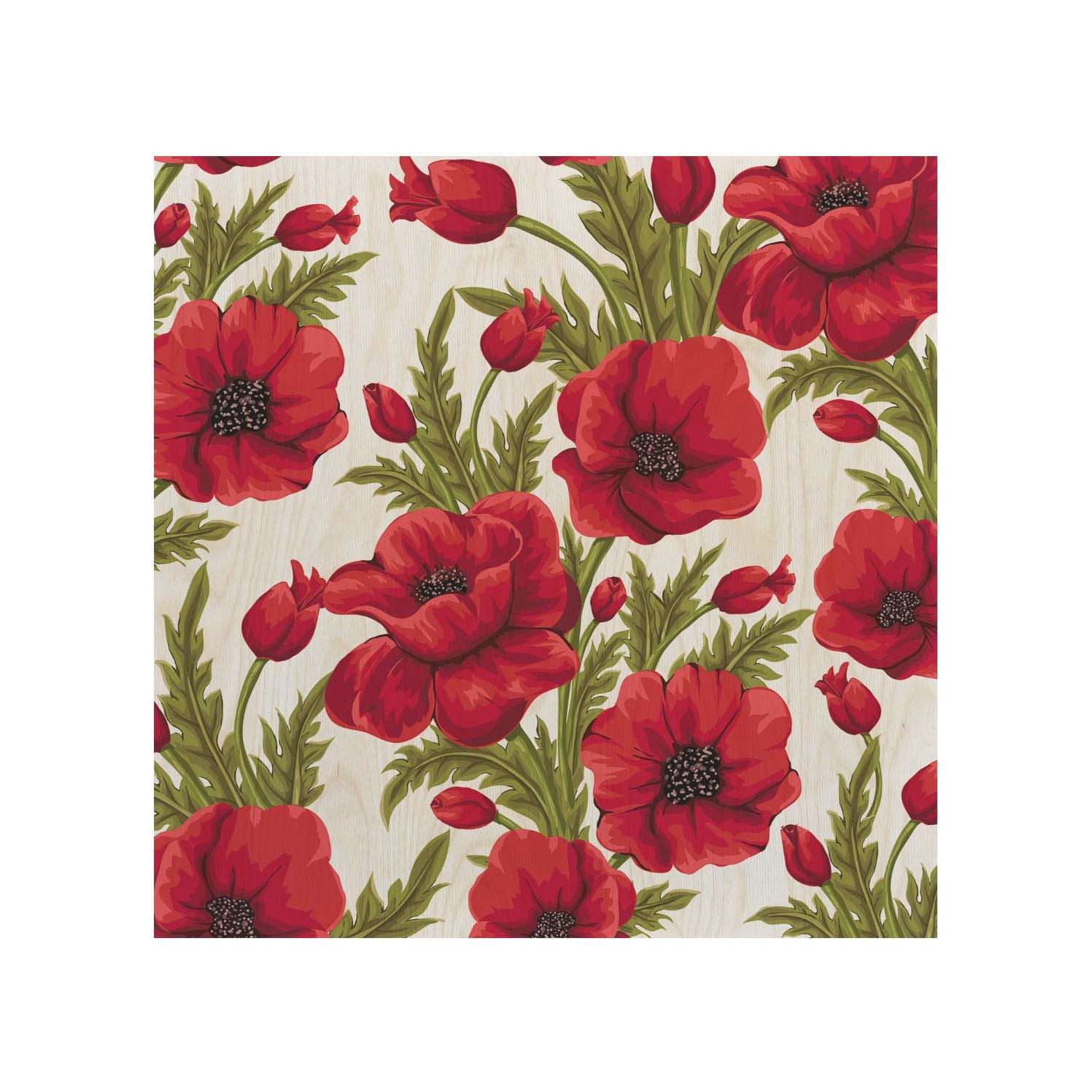 Holztisch Rote Mohnblumen