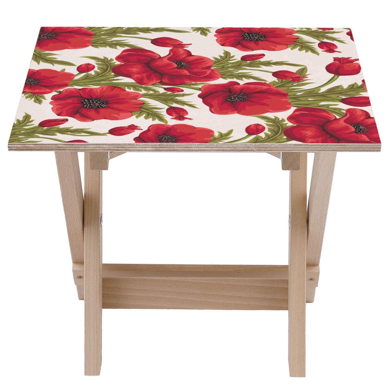 Holztisch Rote Mohnblumen-30x40 CM