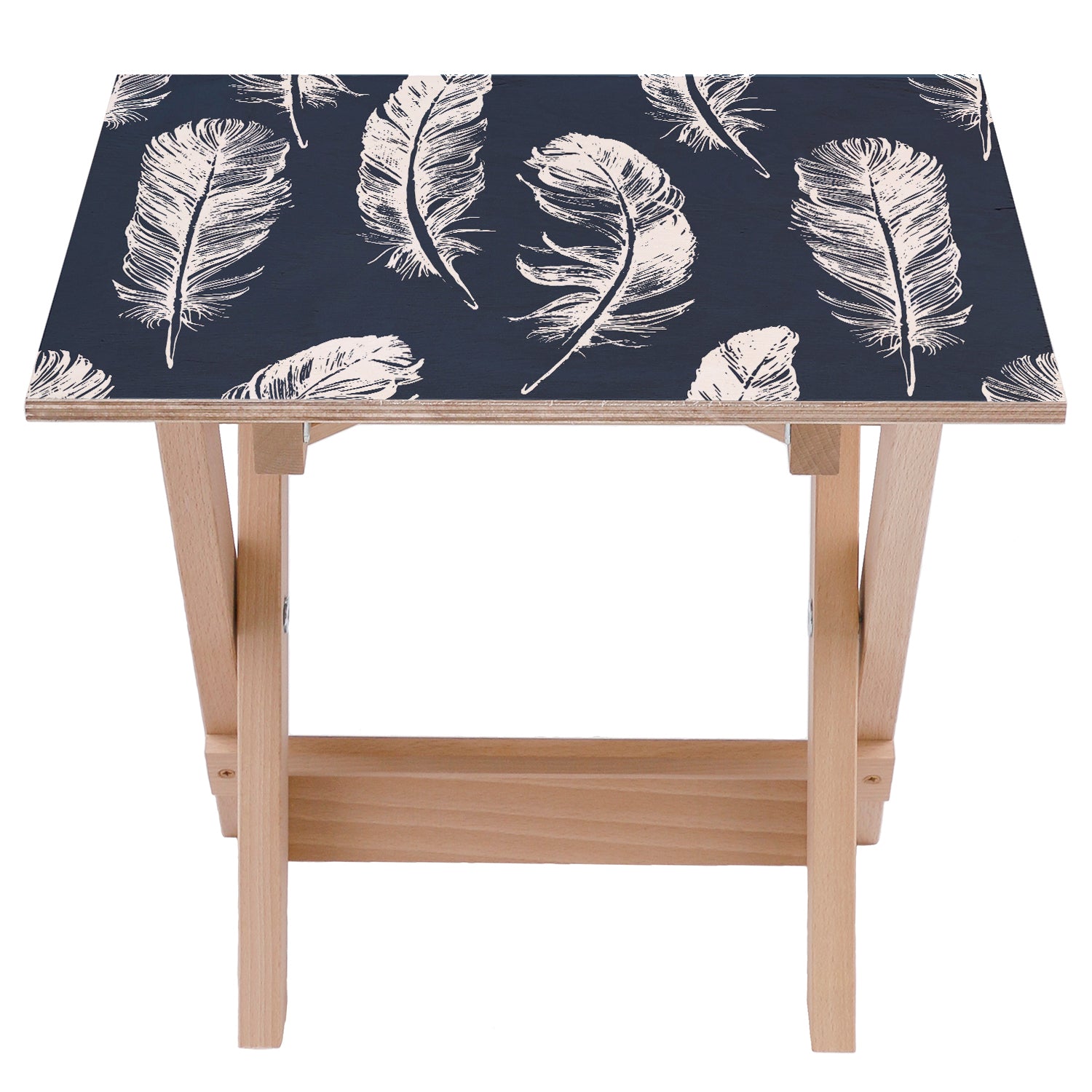 Holztisch Large White Feathers-50x50 CM