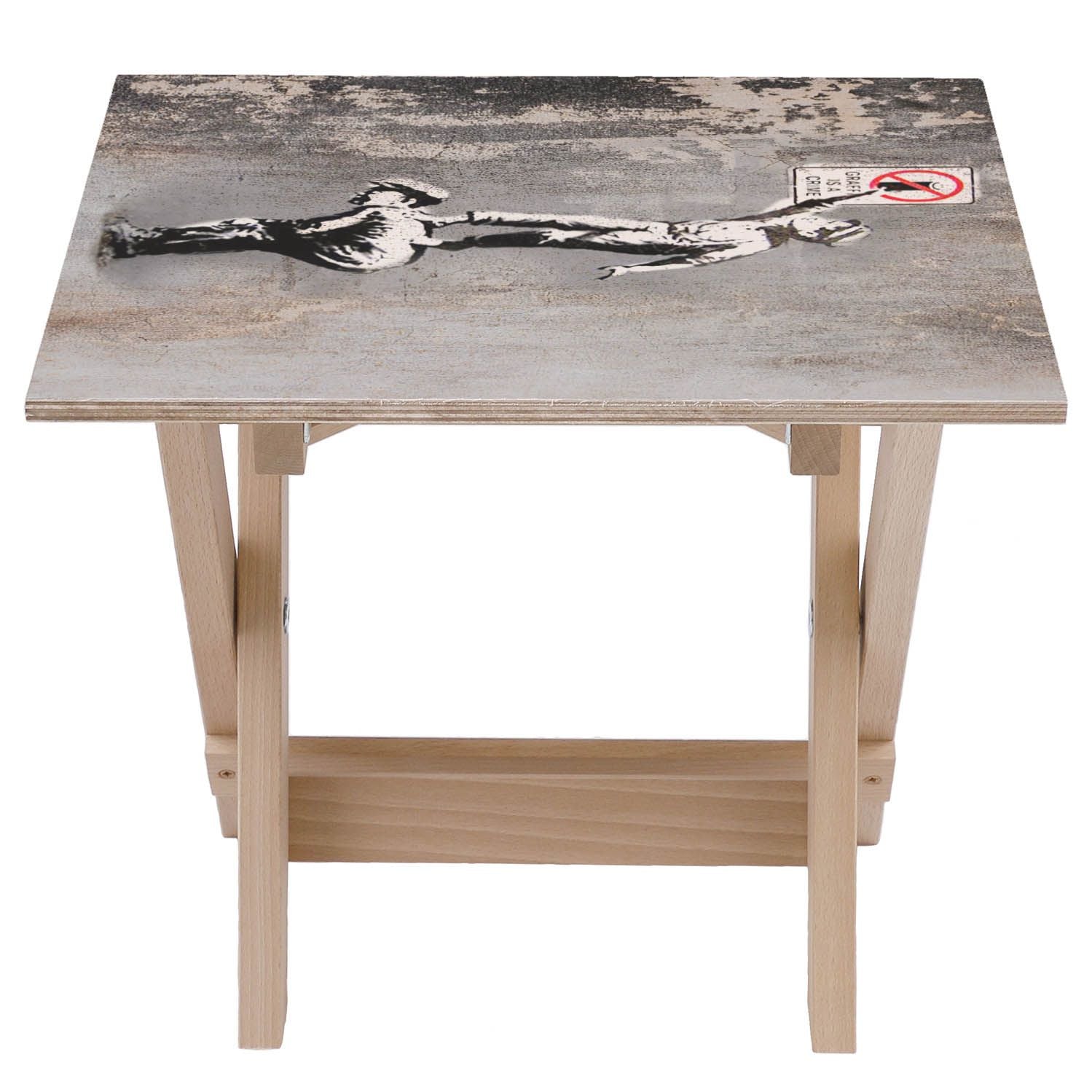 Holztisch Graffiti Ist Ein Verbrechen-50x50 CM