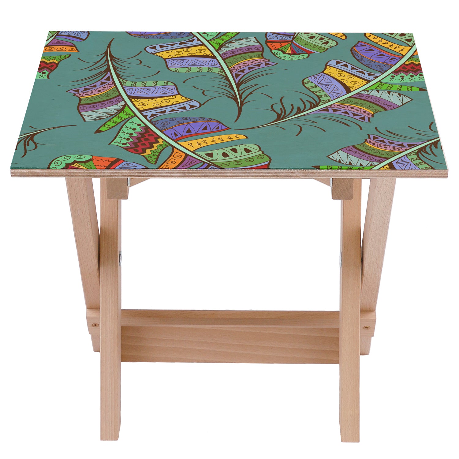 Stolik drewniany Colorful on Turquoise-50x50 CM