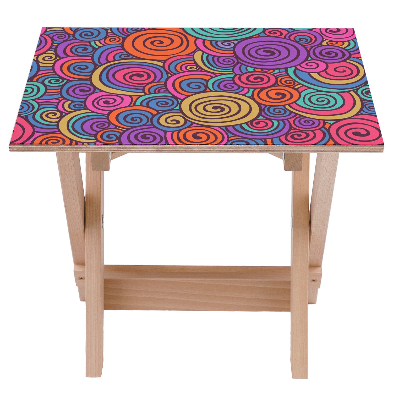 Holztisch Bunte Schnecken-50x50 CM