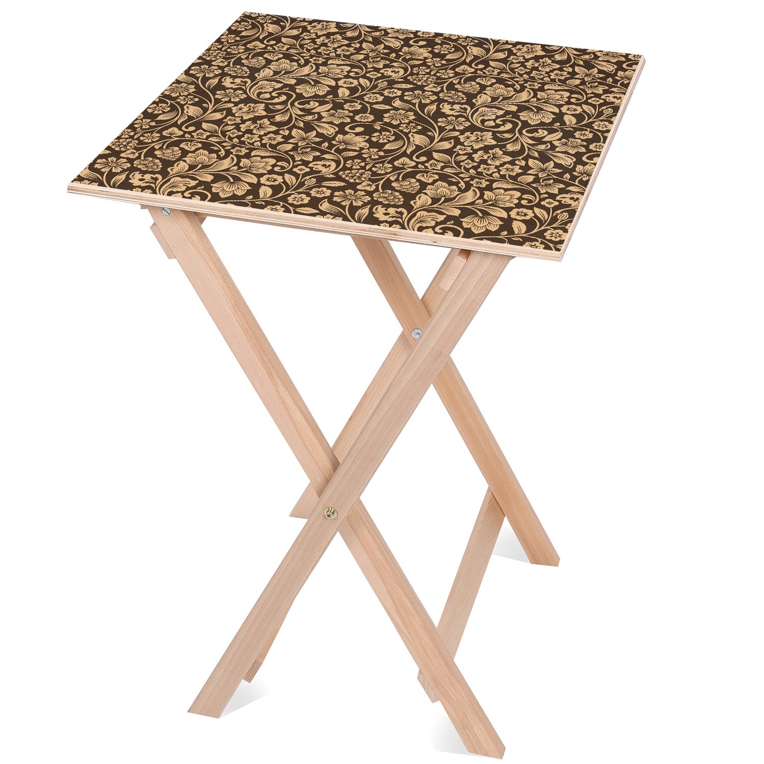Holztisch Blumen in Schwarz-50x50 CM
