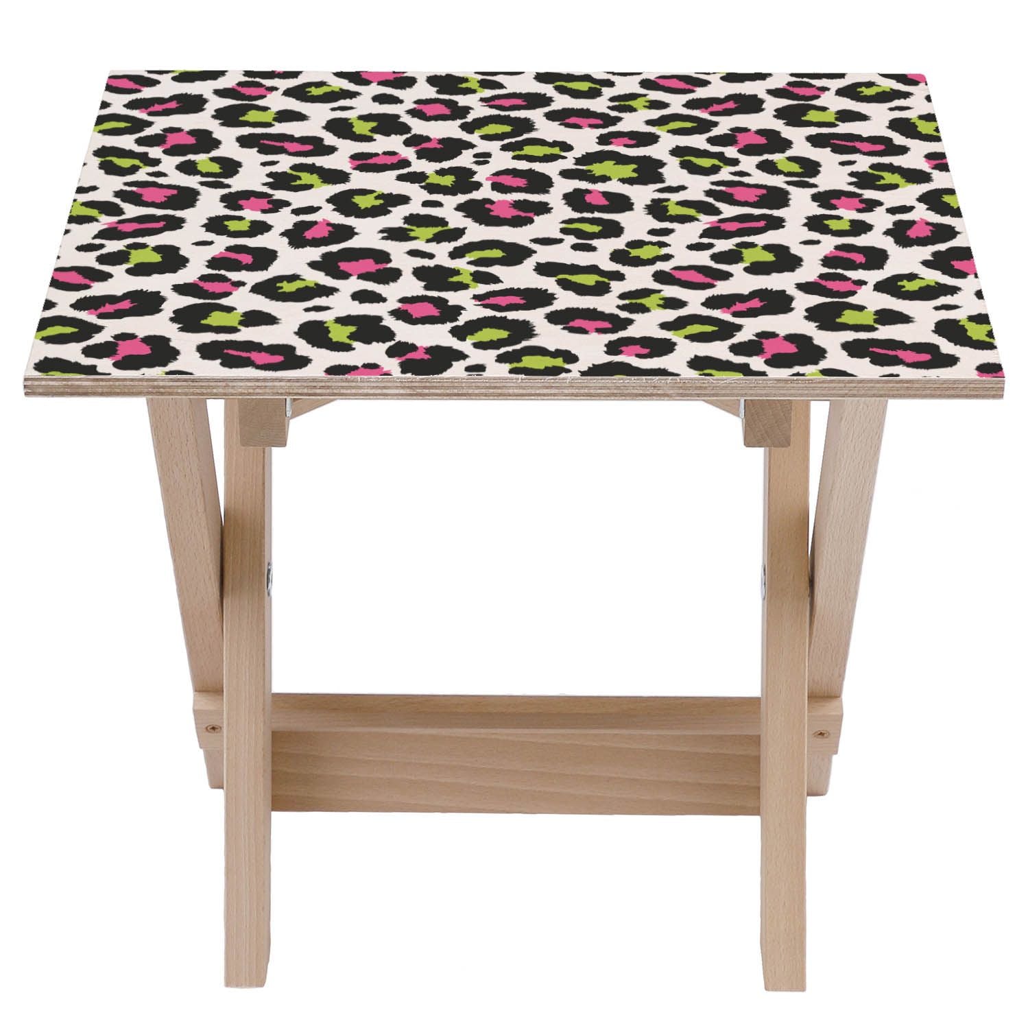 Holztisch Bunter Leopard-50x50 CM