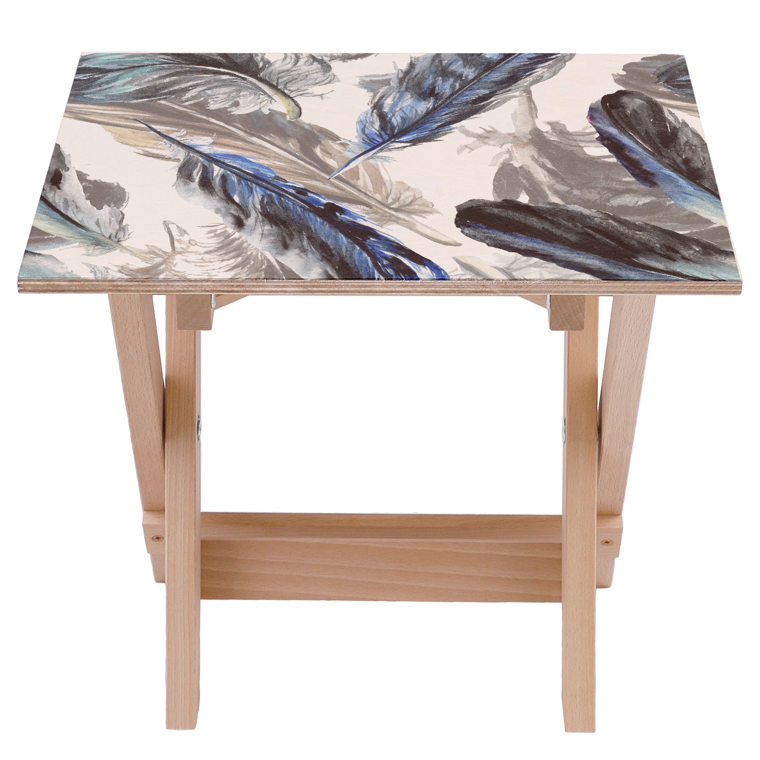 Holztisch Painted Blue Feathers-30x40 CM