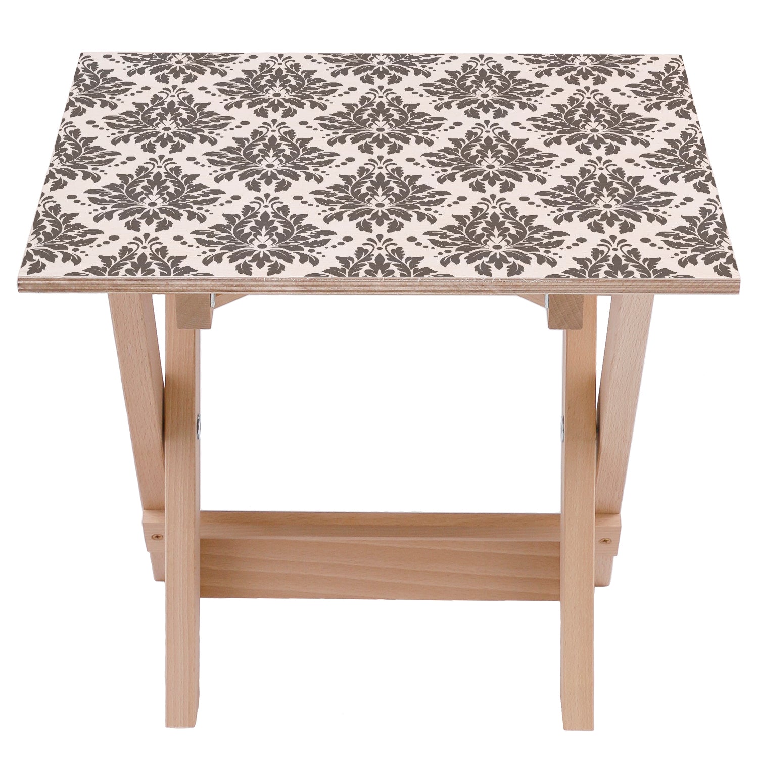 Holztisch Ornament Grau-50x50 CM