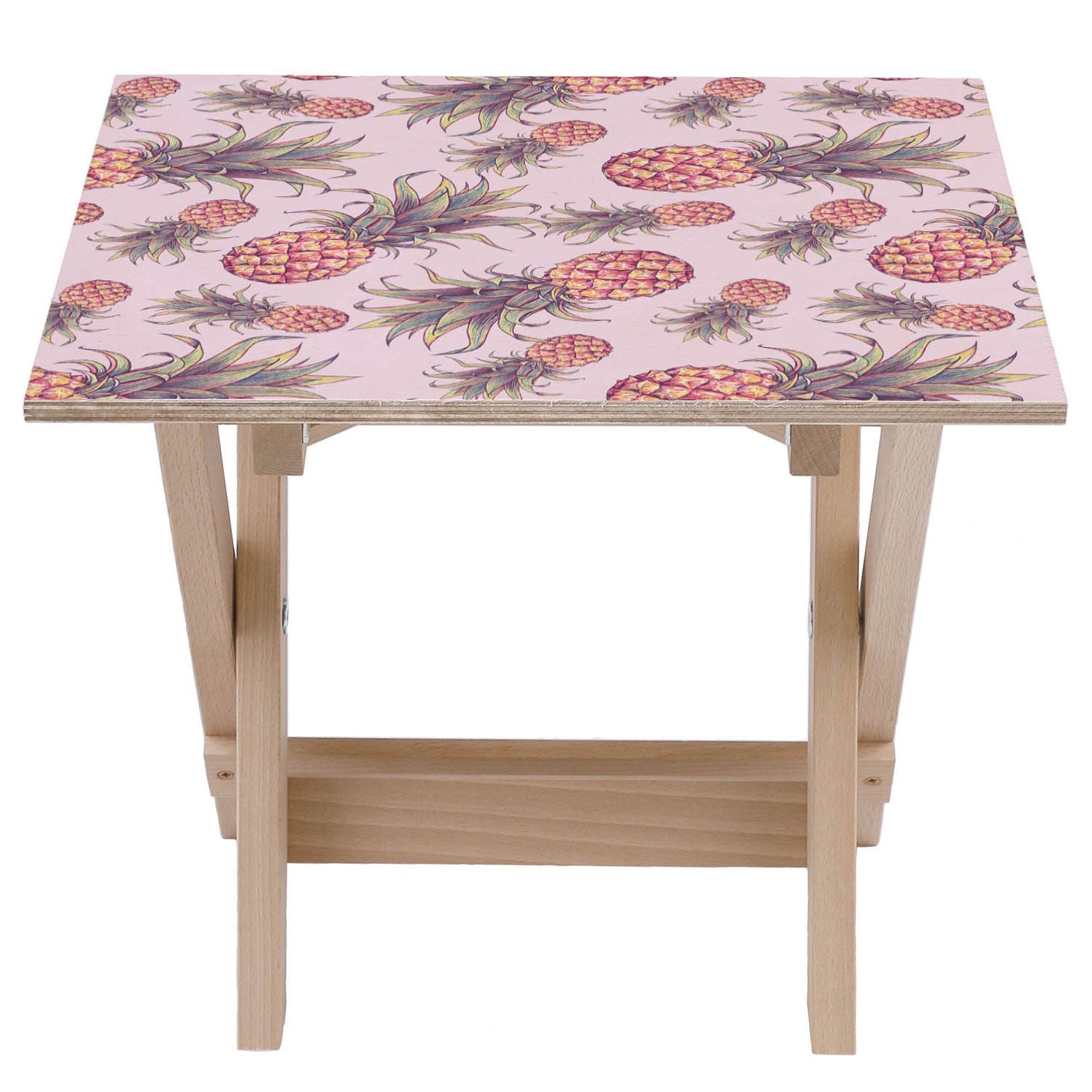 Wooden Table Pink Pineapple-50x50 CM