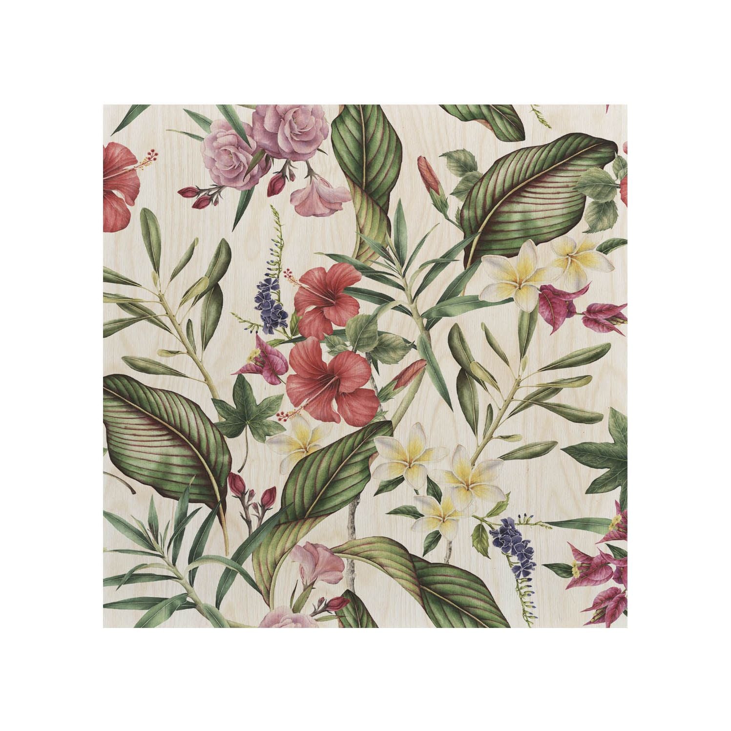 Holztisch Retro Tropische Blumen