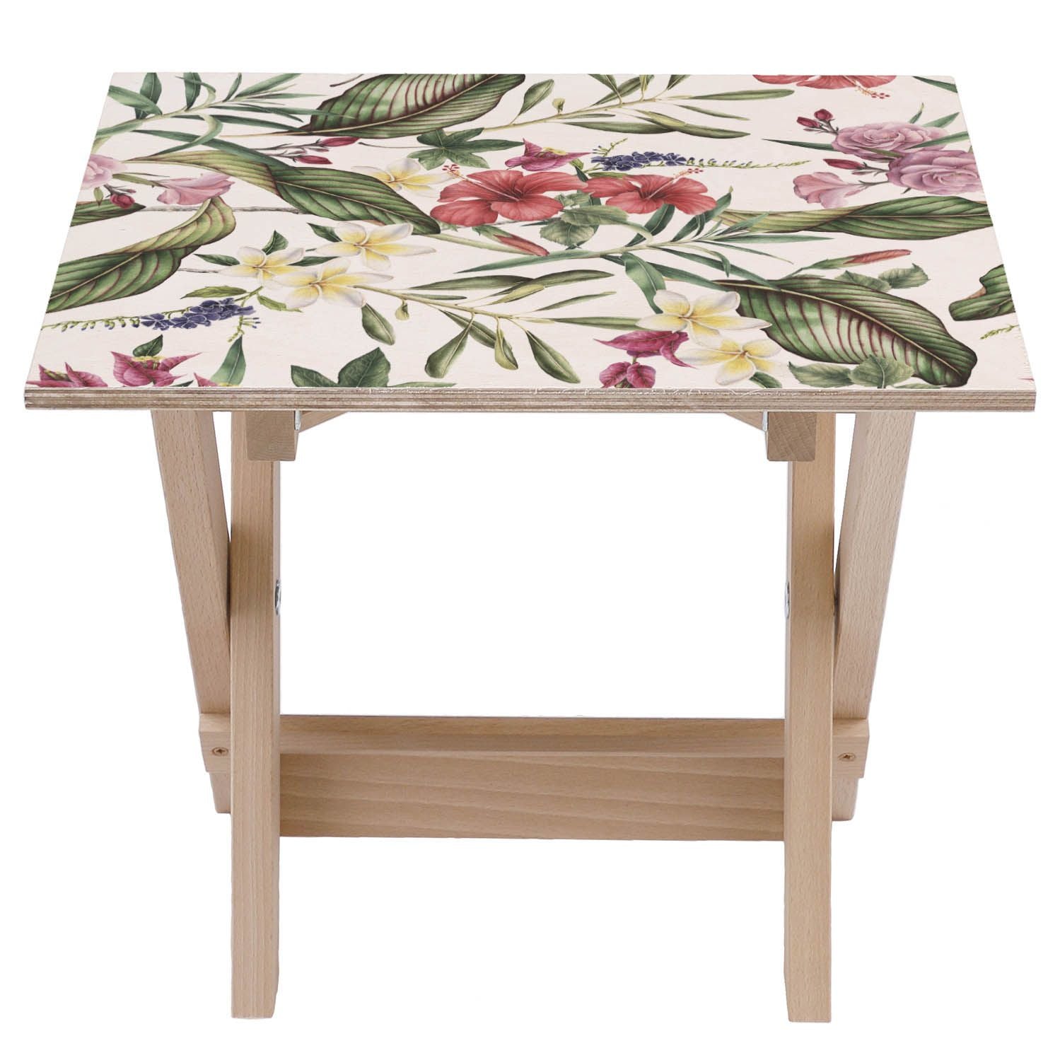 Holztisch Retro Tropische Blumen-50x50 CM