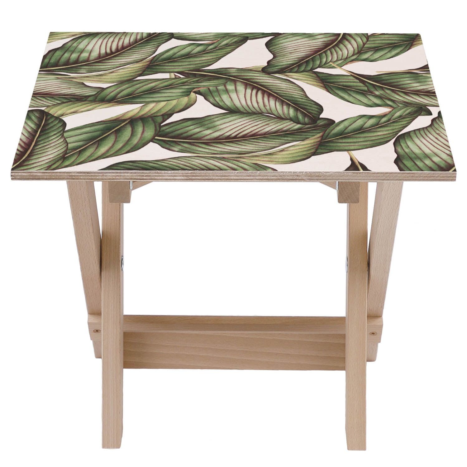 Holztisch Retro Tropische Blätter-50x50 CM