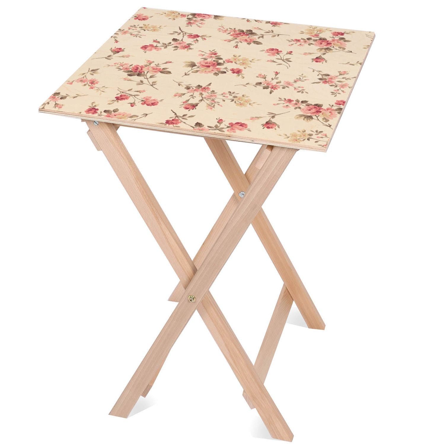 Holztisch Romantische Blumen-50x50 CM