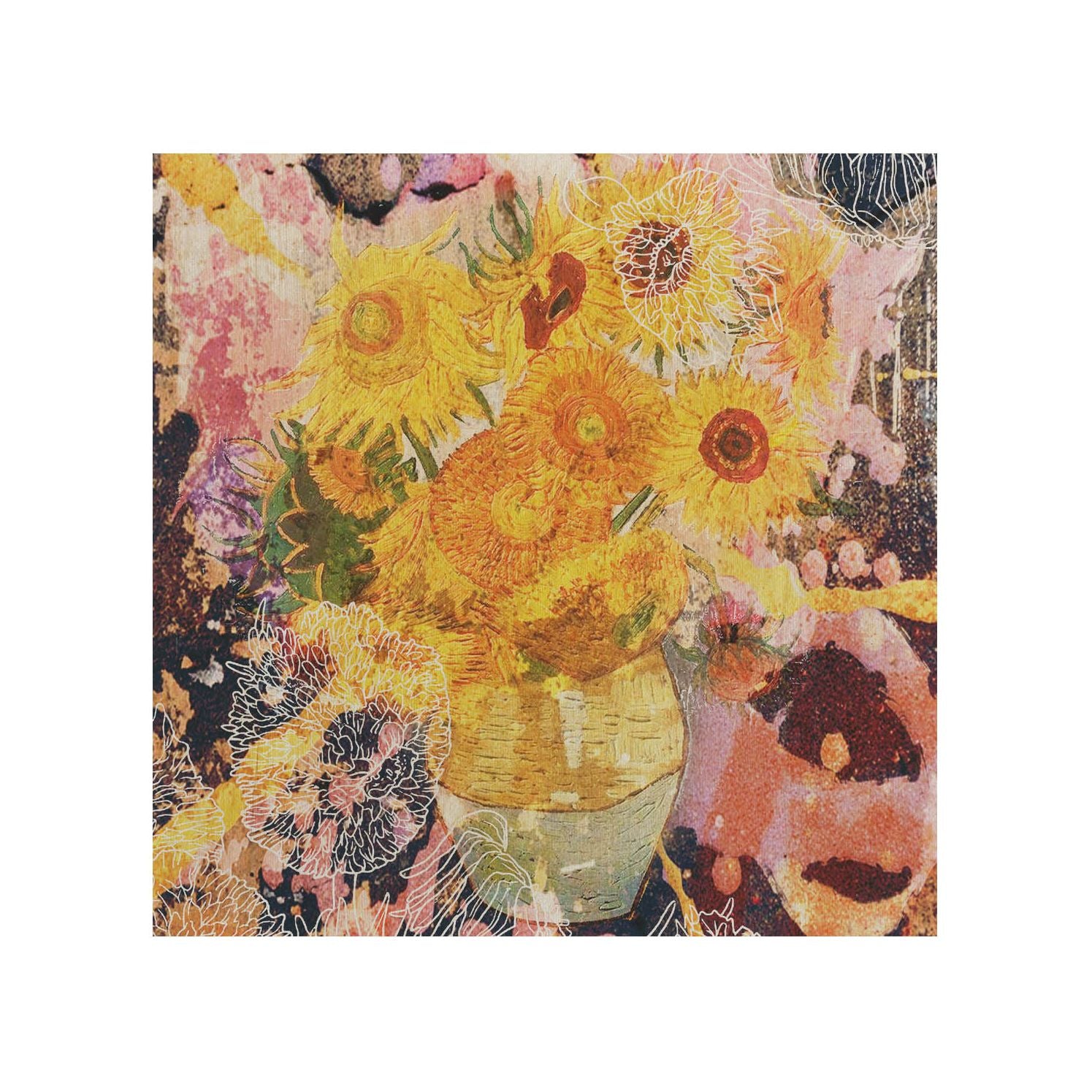 Stolik drewniany Sunflowers-30x40 CM