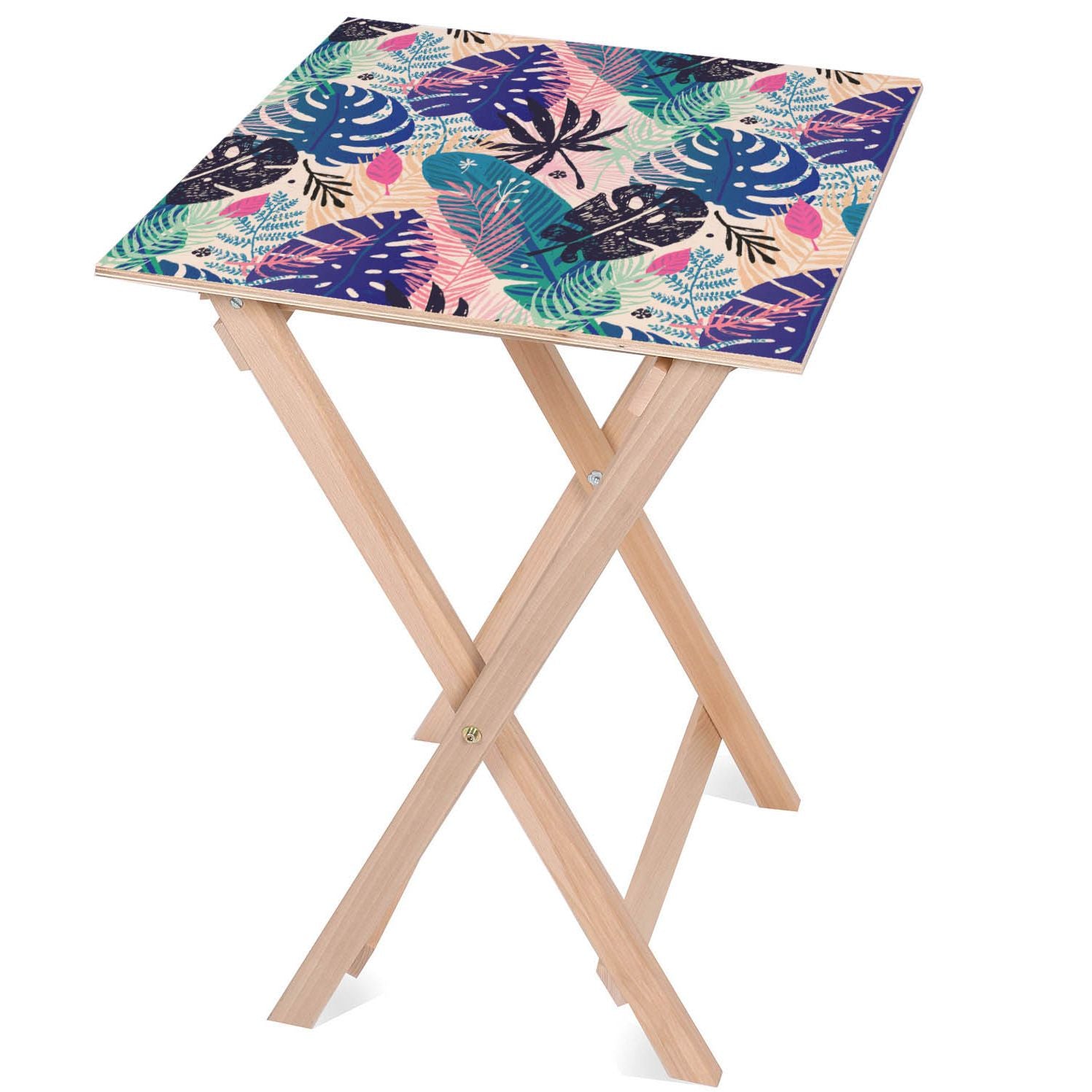 Holztisch Tropische Blätter Kunst