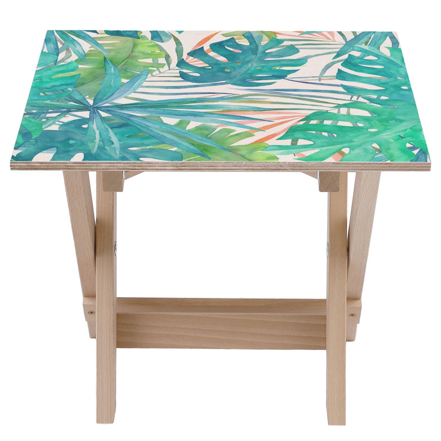 Holztisch Watercolor Leaves-50x50 CM