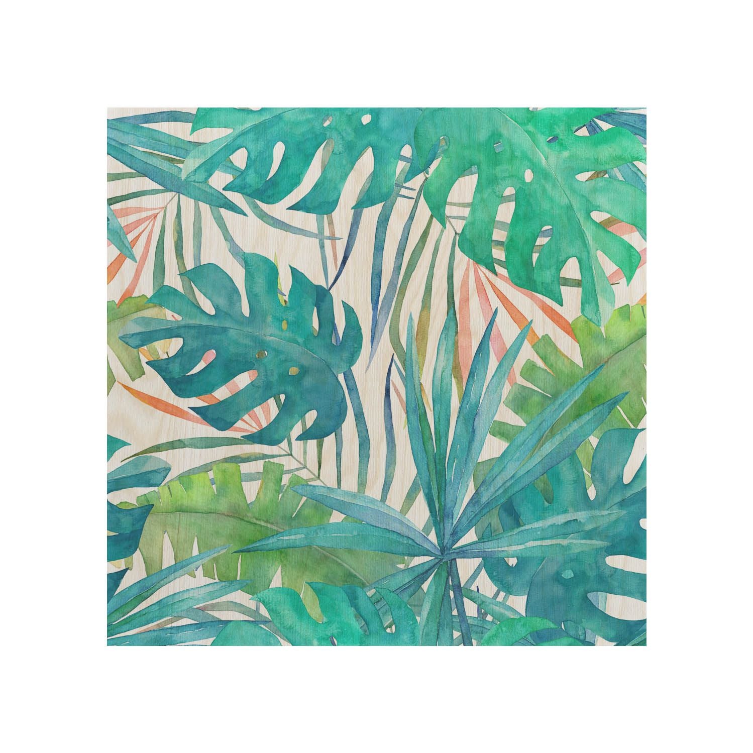 Holztisch Watercolor Leaves-50x50 CM